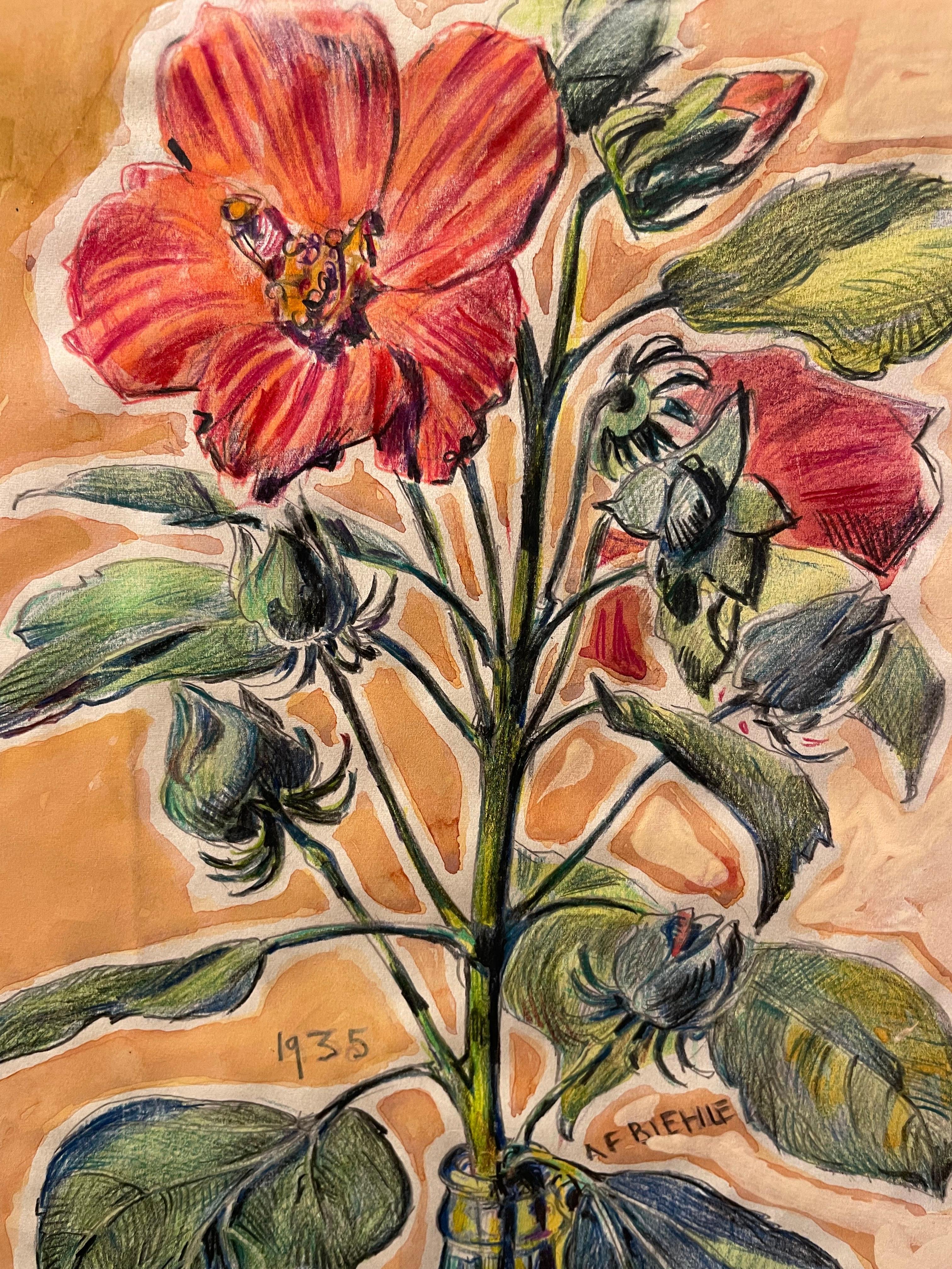 Stillleben mit Hibiskusblüten, Cleveland-Schule, Anfang 20. im Angebot 6