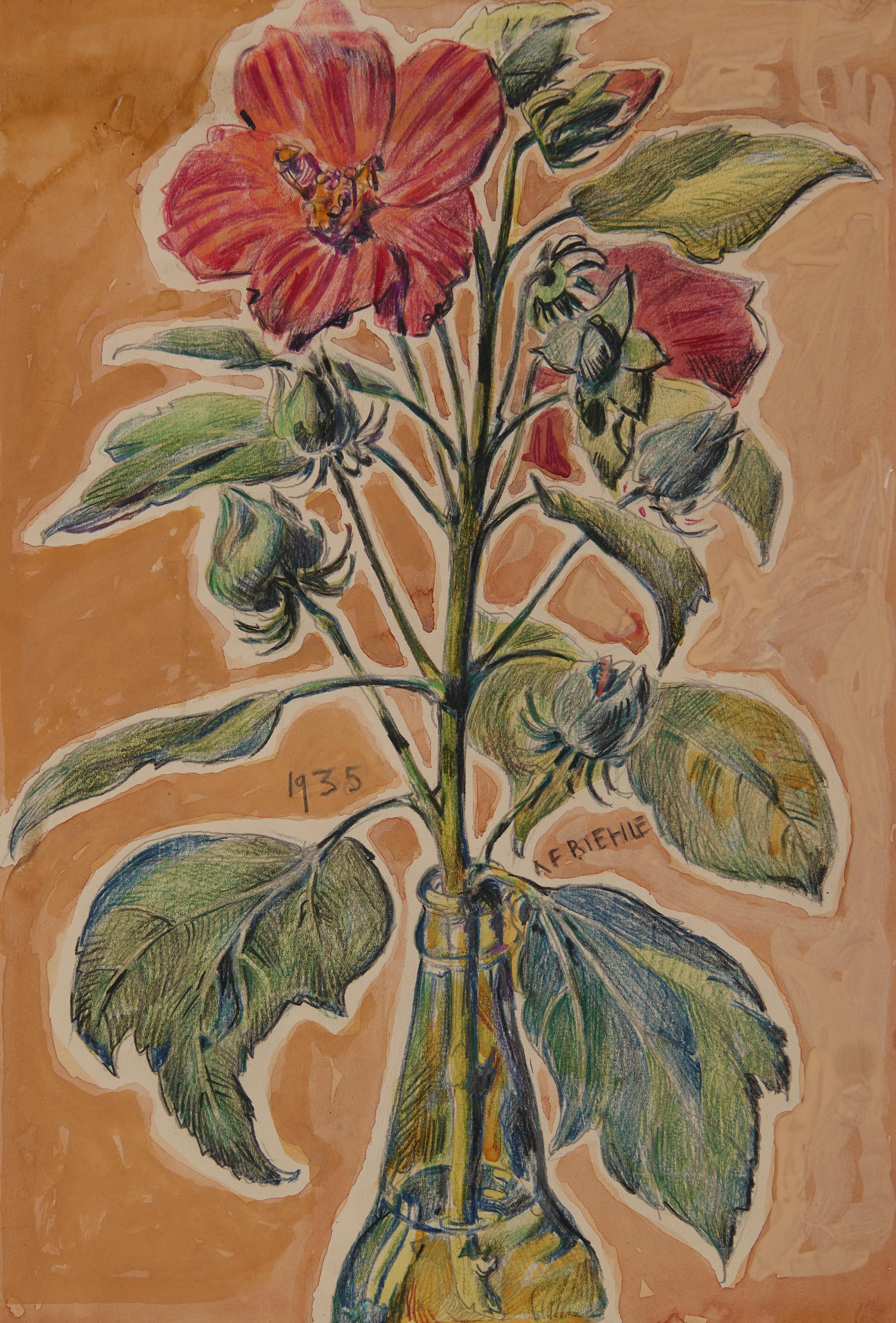 Stillleben mit Hibiskusblüten, Cleveland-Schule, Anfang 20. – Art von August Frederick Biehle