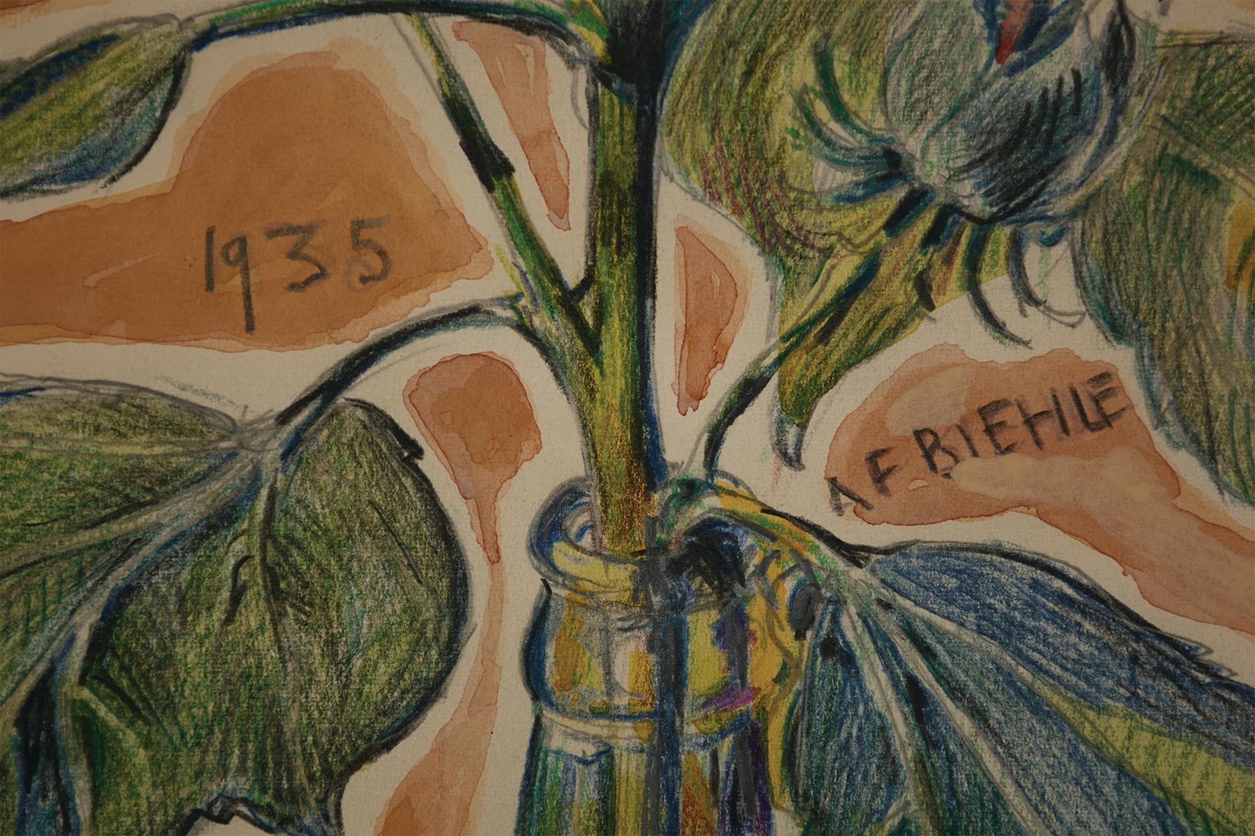 Stillleben mit Hibiskusblüten, Cleveland-Schule, Anfang 20. (Braun), Still-Life, von August Frederick Biehle