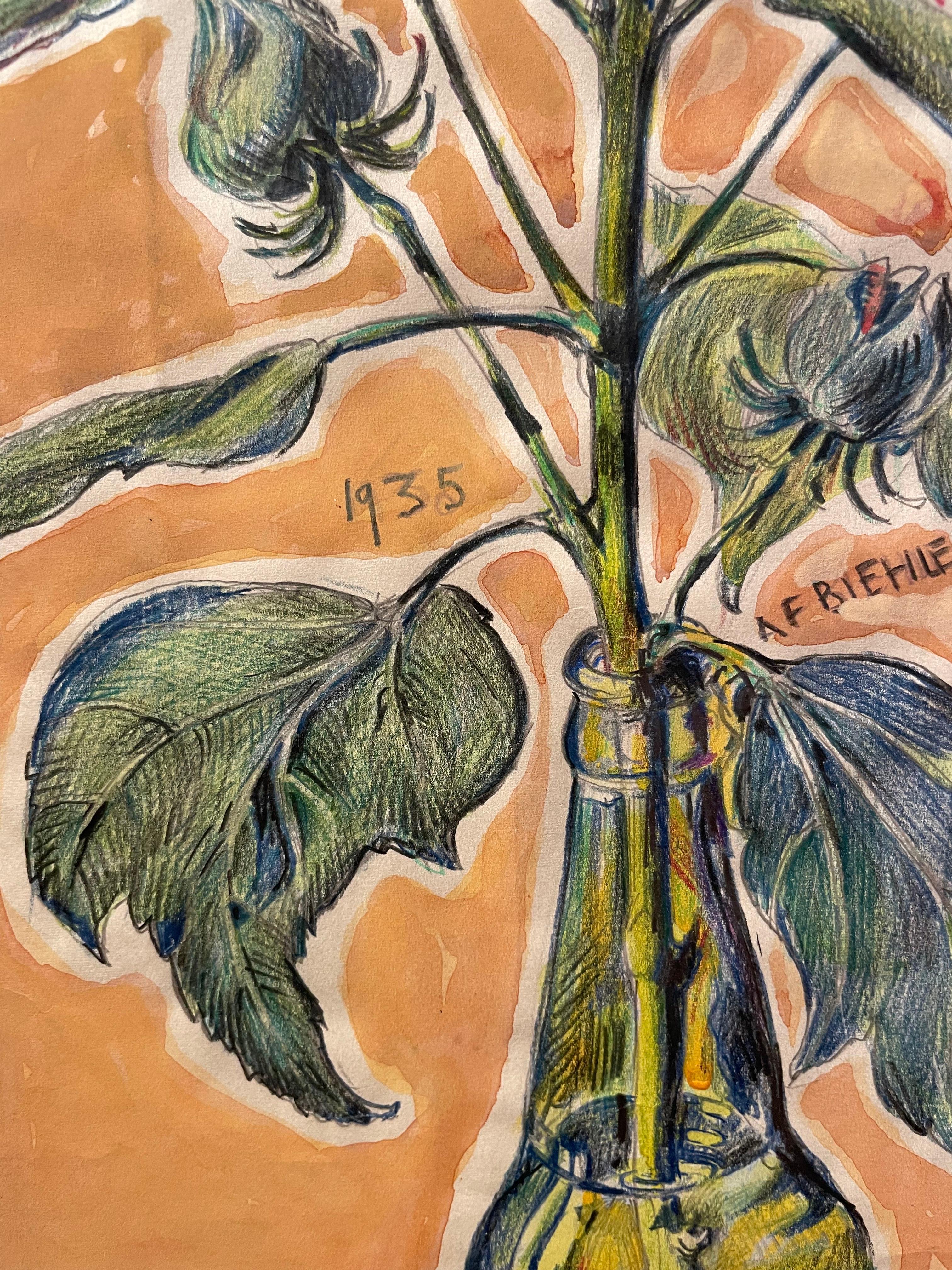 Stillleben mit Hibiskusblüten, Cleveland-Schule, Anfang 20. im Angebot 3