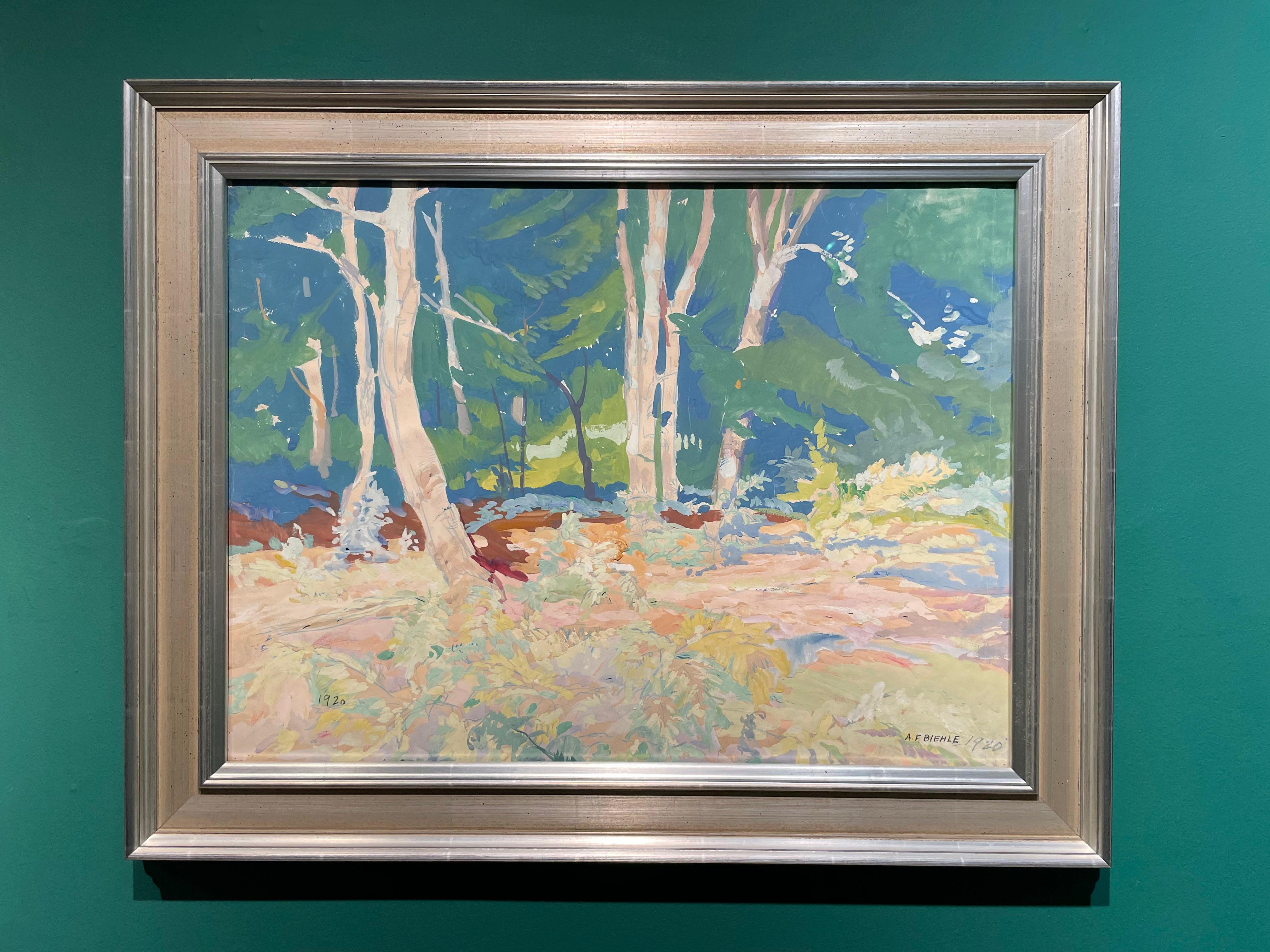 Intérieur de Wood, Berlin Heights, Ohio, Paysage forestier, Artiste de l'école de Cleveland en vente 7