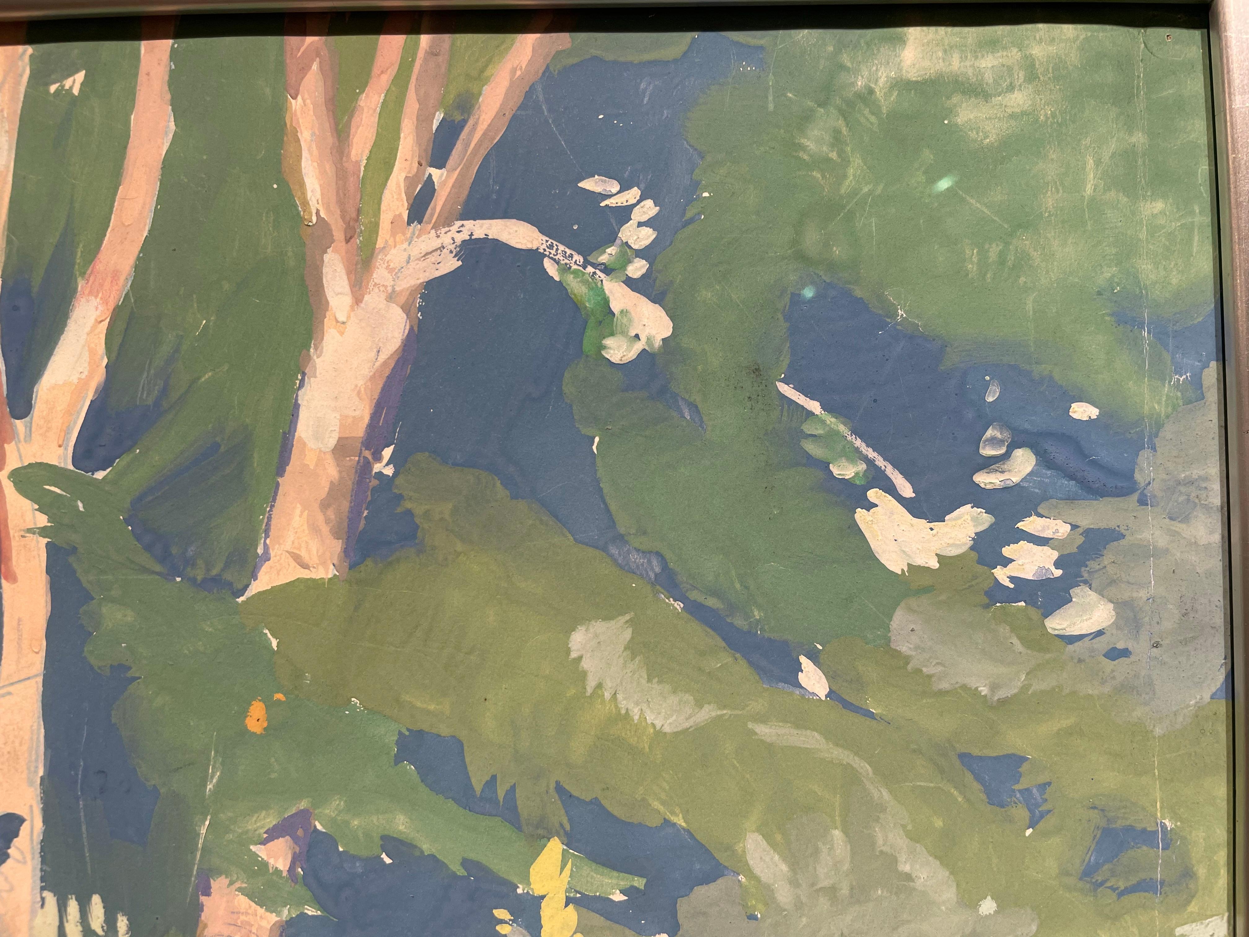 Intérieur de Wood, Berlin Heights, Ohio, Paysage forestier, Artiste de l'école de Cleveland en vente 9