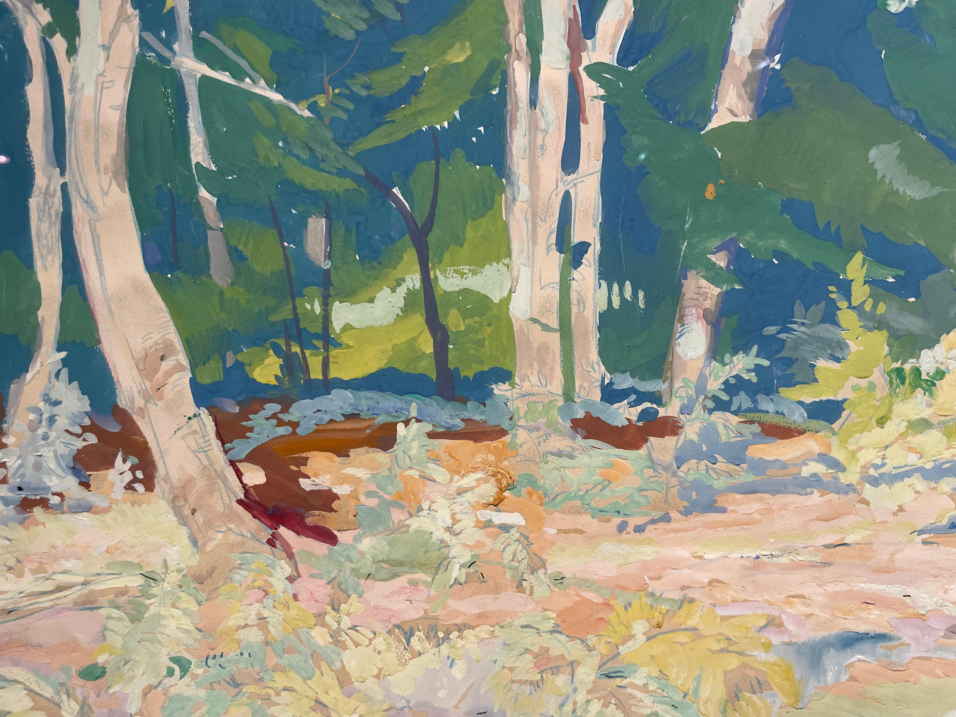 Intérieur de Wood, Berlin Heights, Ohio, Paysage forestier, Artiste de l'école de Cleveland en vente 6