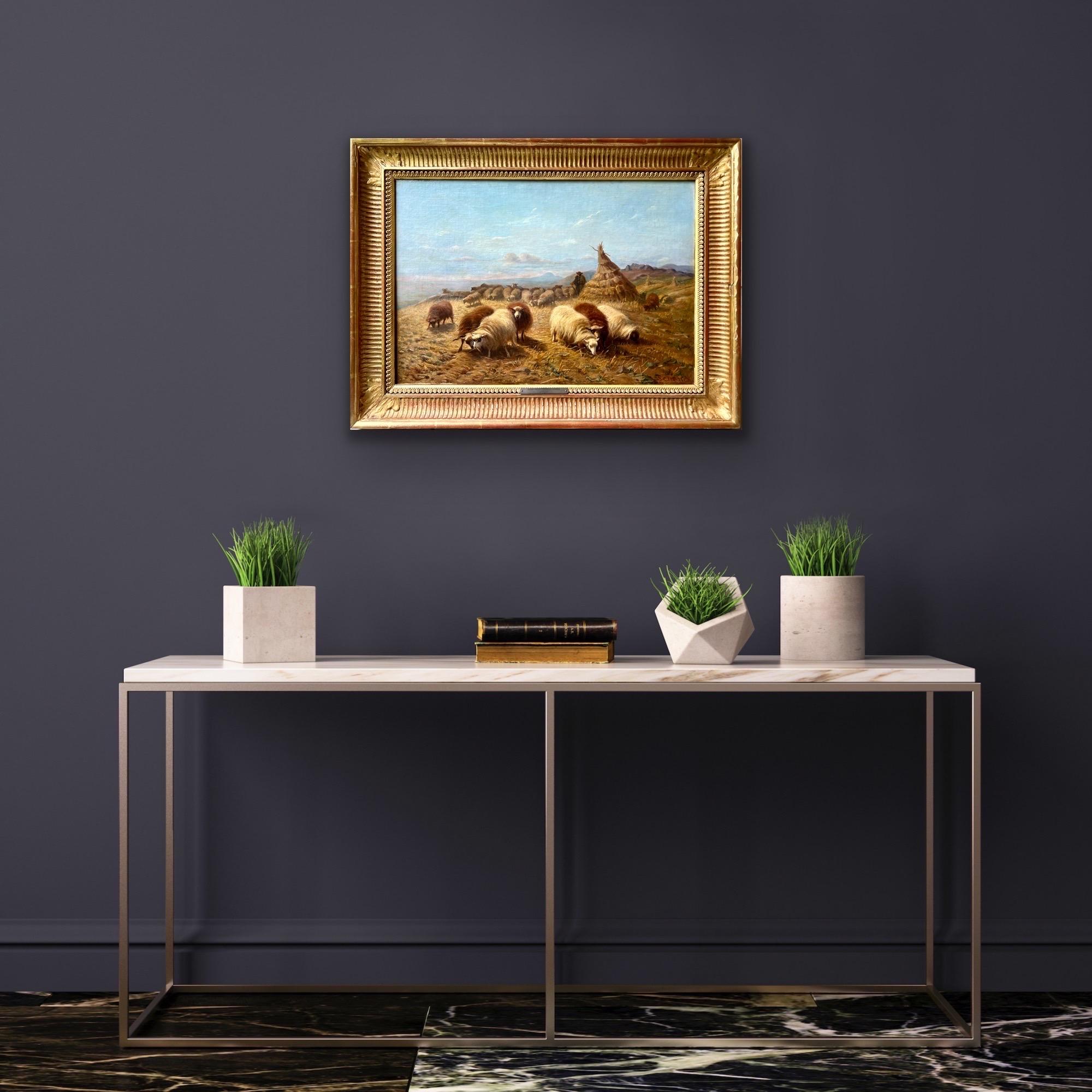 Quadro del XIX secolo Pastore in un paesaggio con le sue pecore - Rosa Bonheur 8