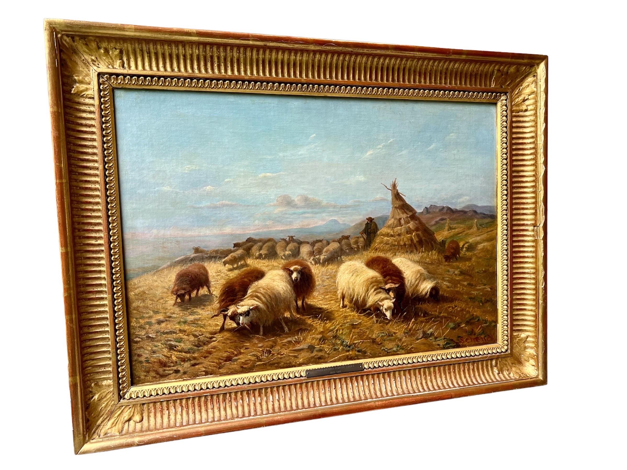 Quadro del XIX secolo Pastore in un paesaggio con le sue pecore - Rosa Bonheur 11