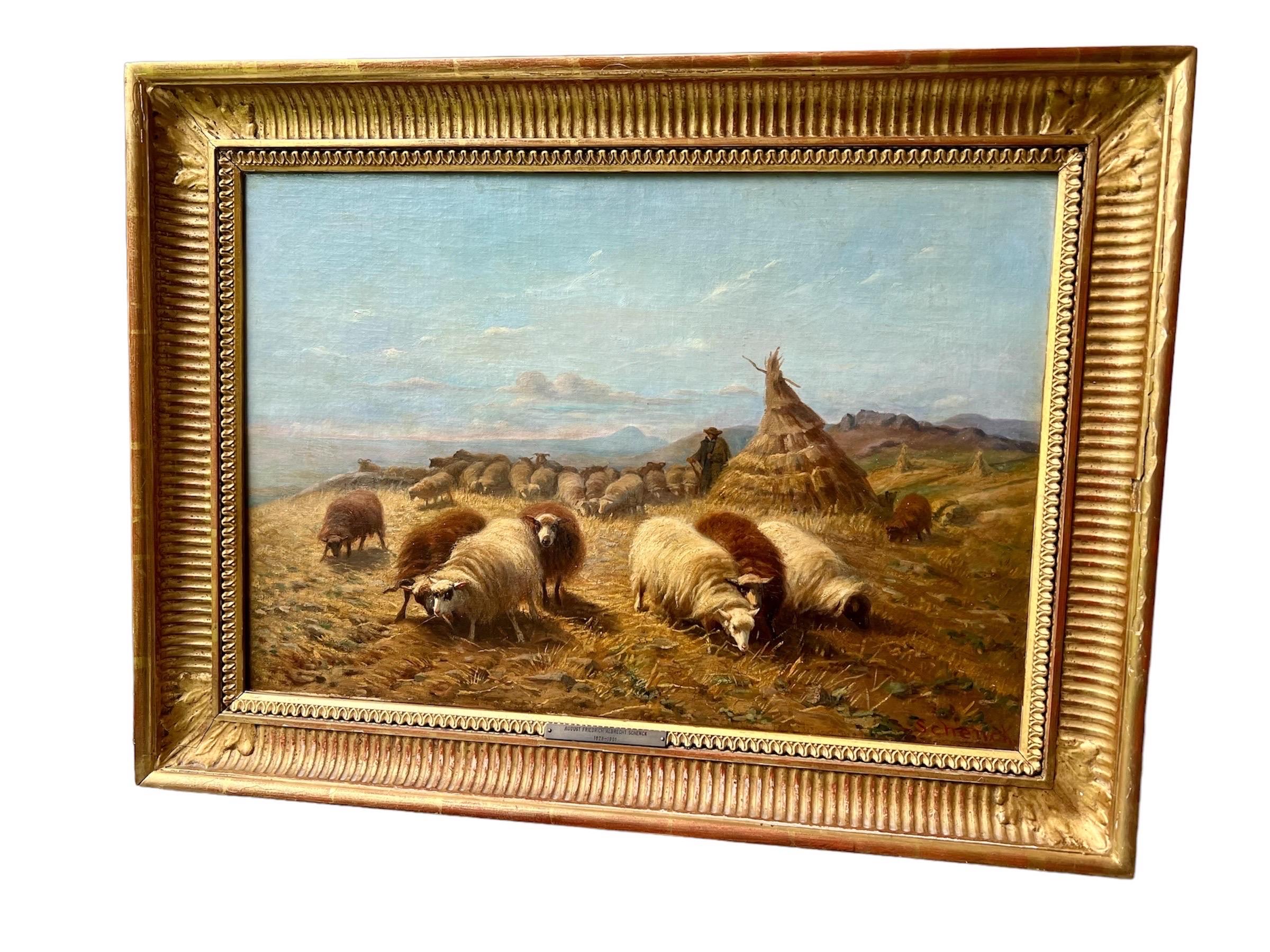 Quadro del XIX secolo Pastore in un paesaggio con le sue pecore - Rosa Bonheur 12