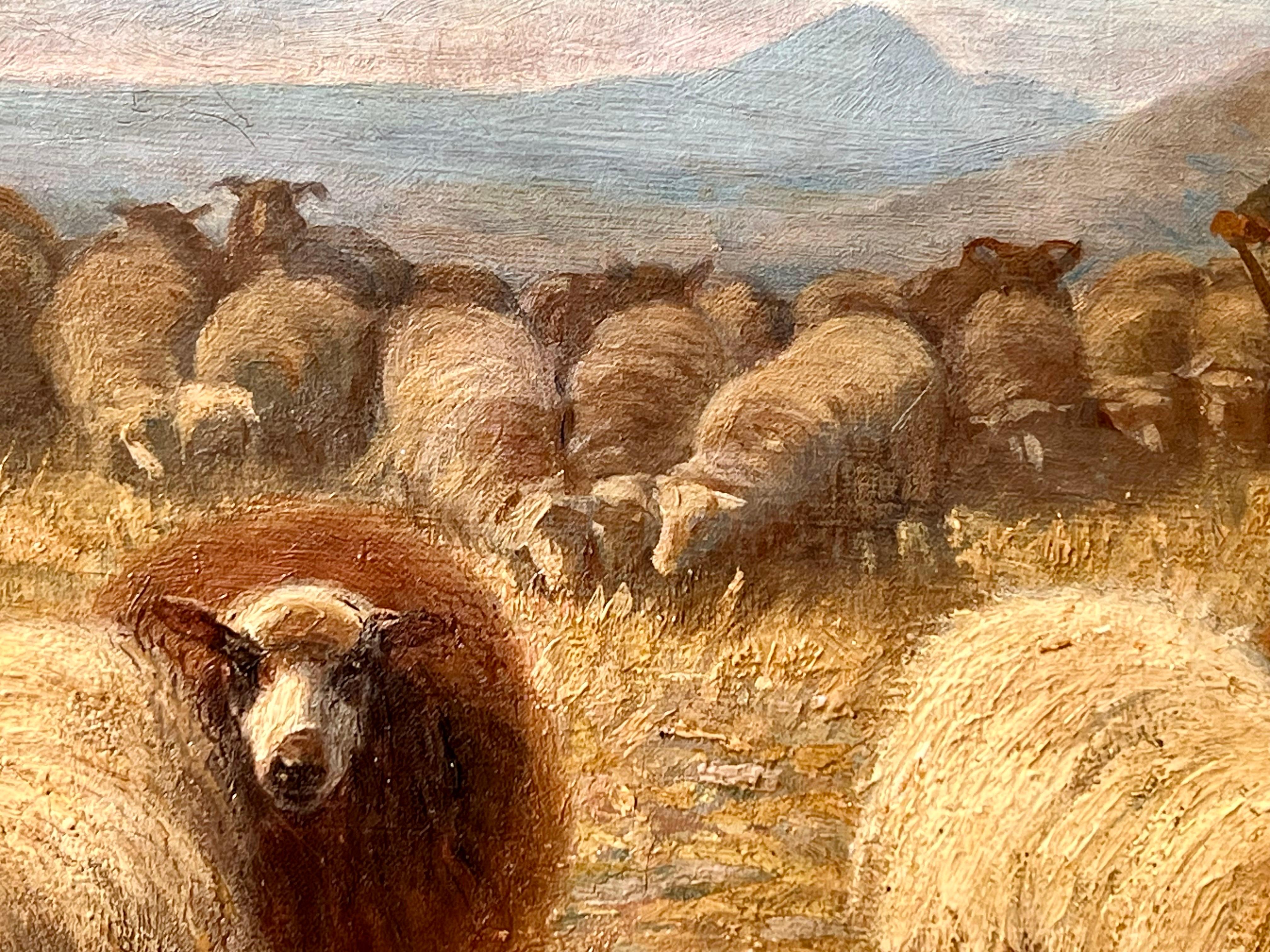 Quadro del XIX secolo Pastore in un paesaggio con le sue pecore - Rosa Bonheur 1