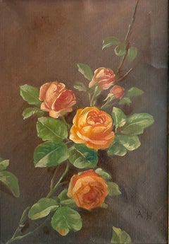 August Hærning – Danish Floral Study with Roses in Warm Tones