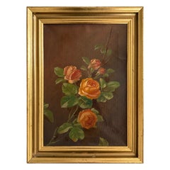 August Hærning – Danish Floral Study with Roses in Warm Tones