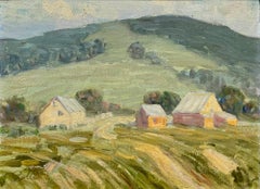 Paisaje de granja en colinas onduladas