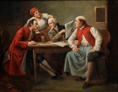 August Hermann Knoop (1856-1919) - Óleo de finales del siglo XIX, «La conversación»