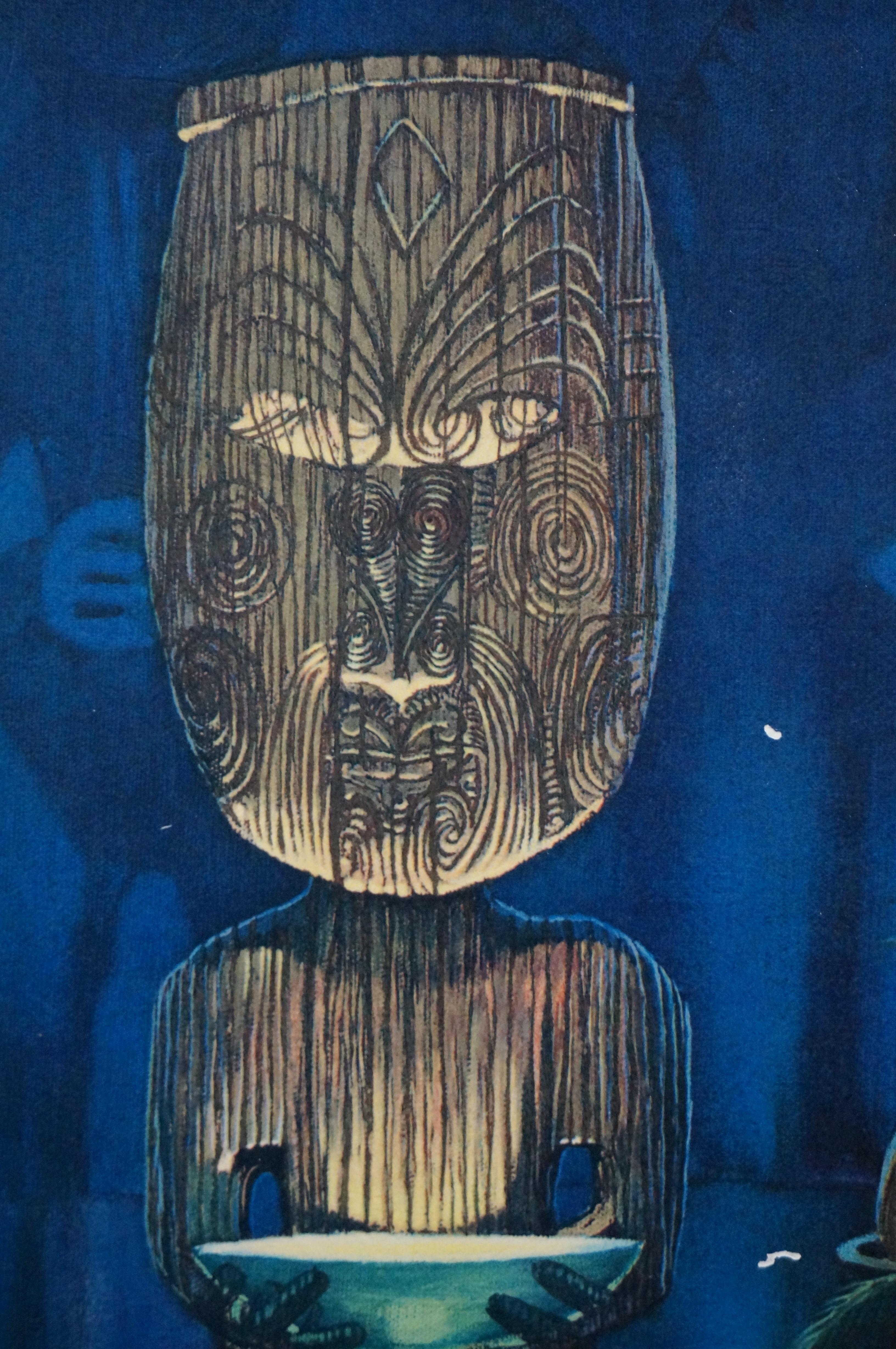 August Holland Mid Century Modern Pearl of Wisdom Tiki Man Fruit Lithograph 31