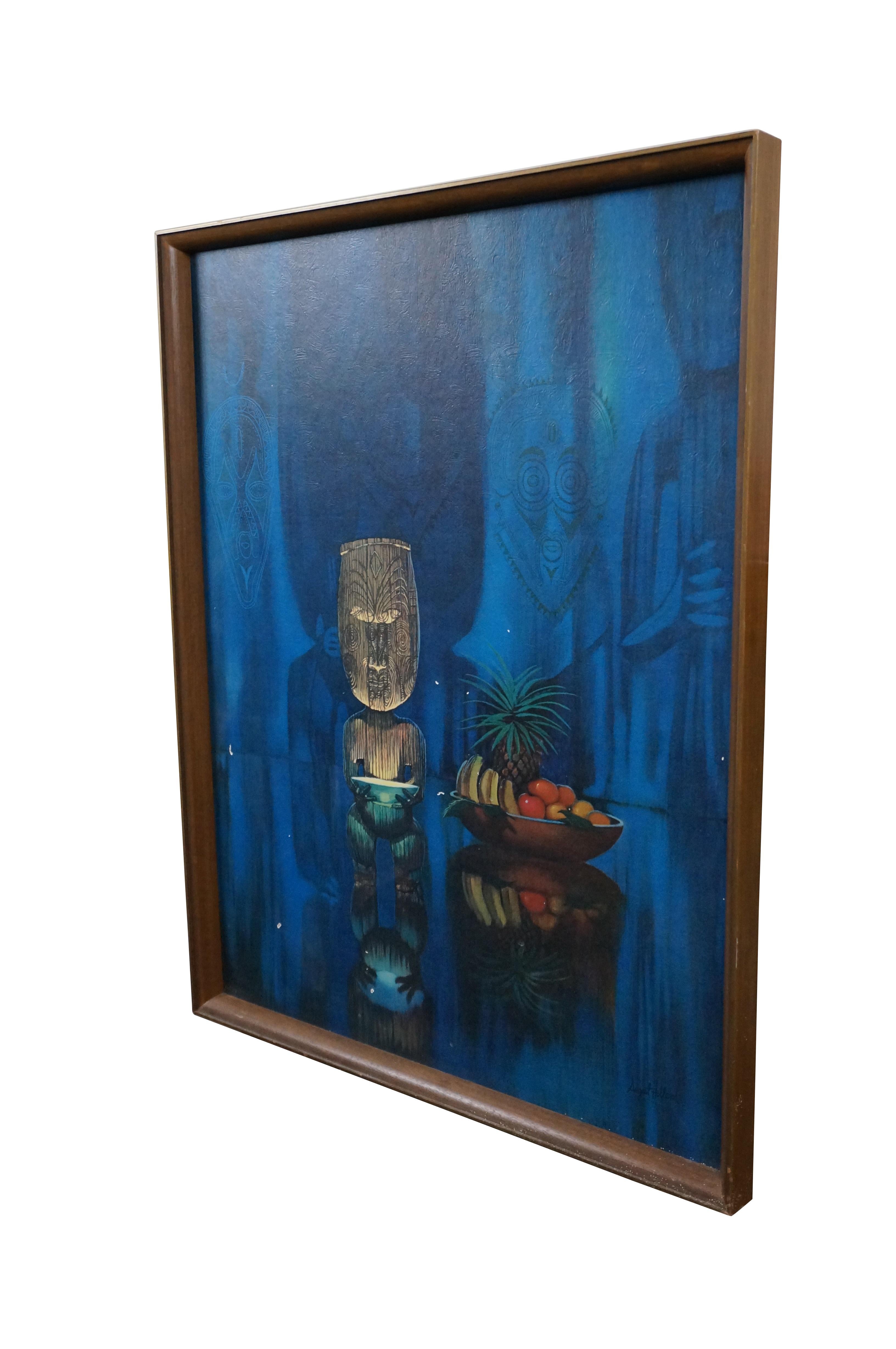 Mid-Century Modern August Holland Mid Century Modern Pearl of Wisdom Tiki Man Fruit Lithograph 31