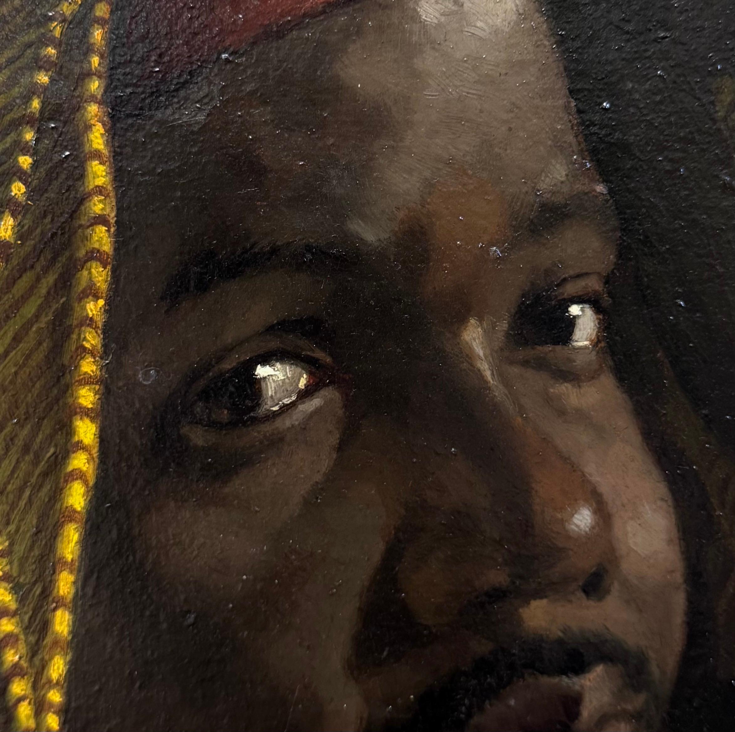 “Portrait of a North African Man, 1872” Orientalist Portrait Black Model 19th C. - Brown Portrait Painting by August Holmberg