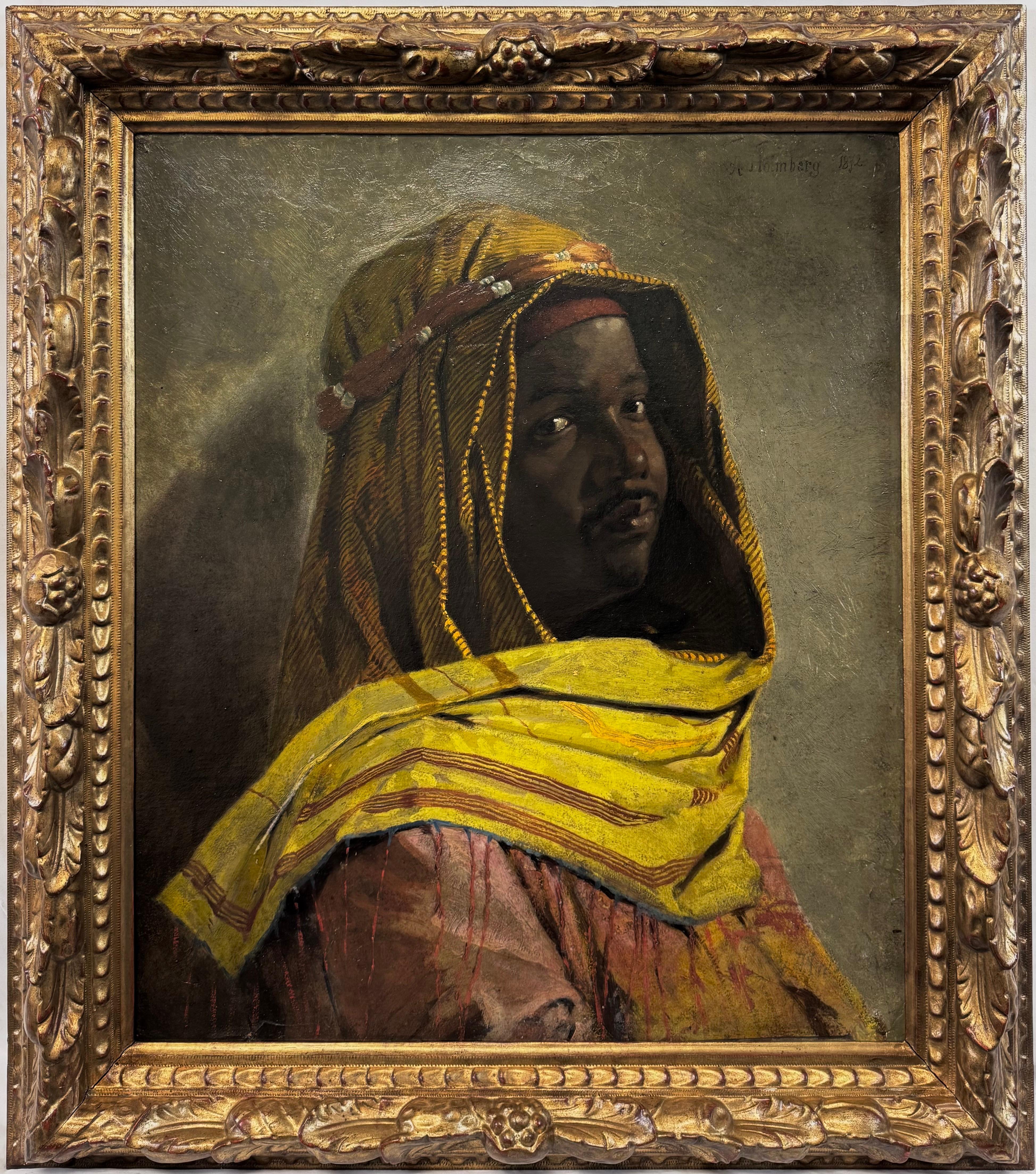 “Portrait of a North African Man, 1872” Orientalist Portrait Black Model Oil