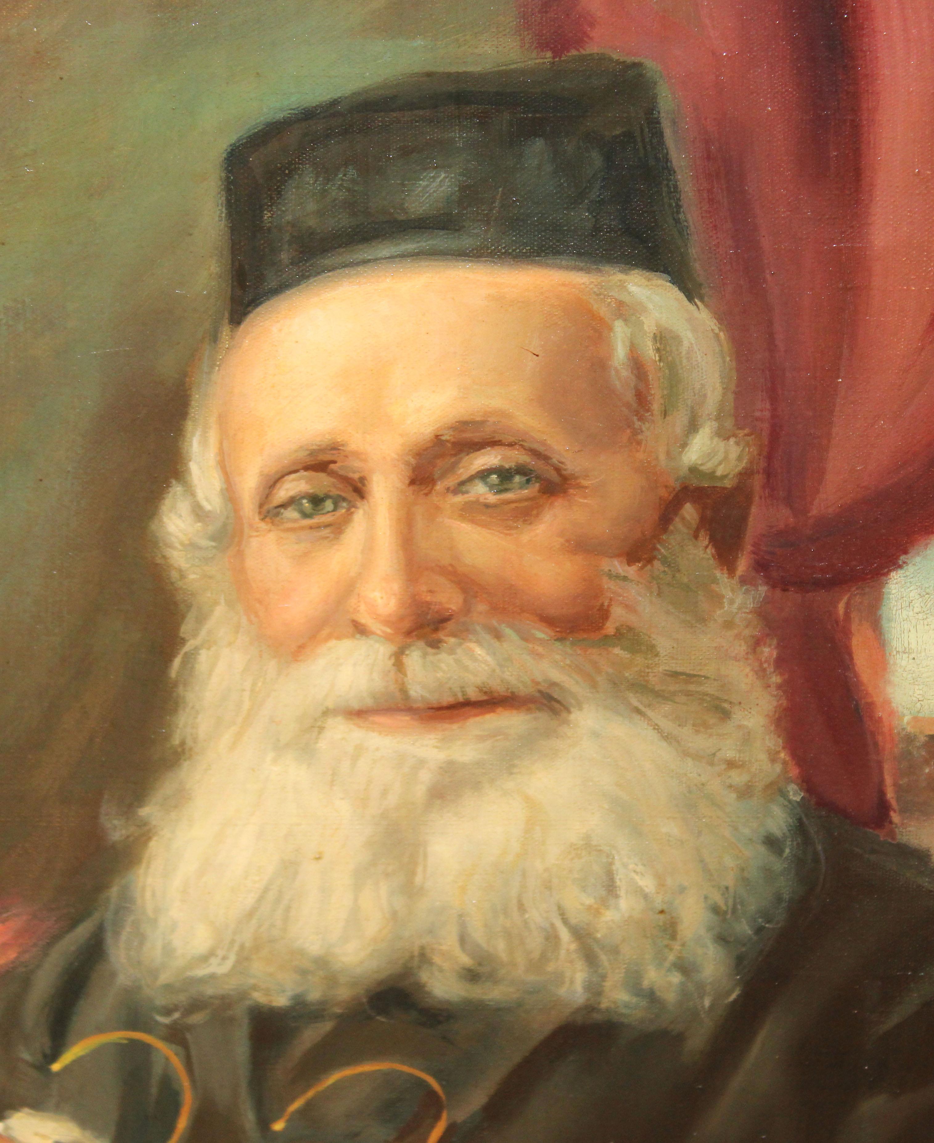Óleo sobre lienzo - Retrato de un Rabino im Angebot 1