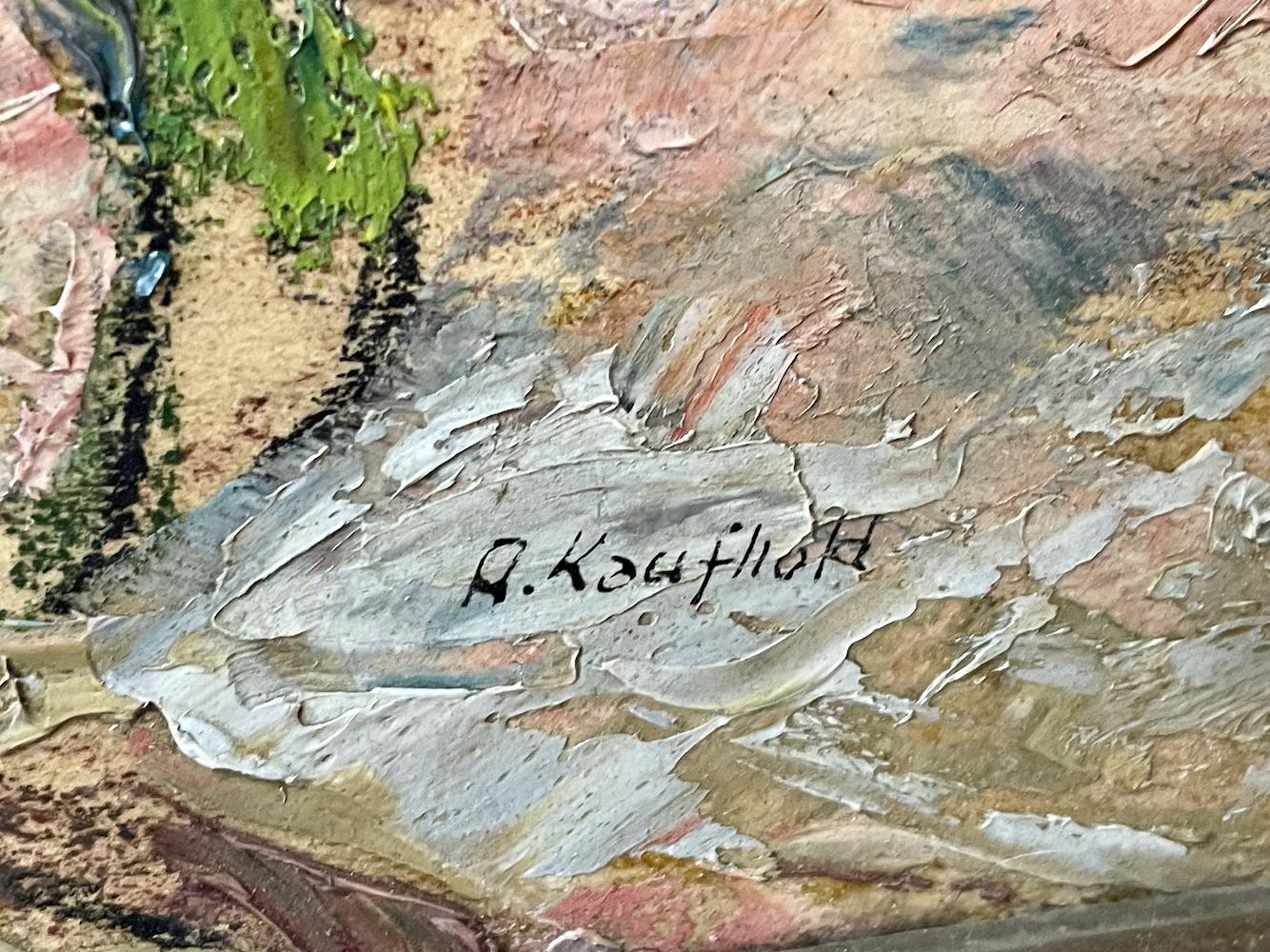 (Sin título) Dramático paisaje impresionista - Painting Impresionista de August Kaufhold