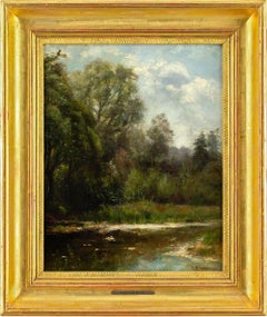 August Kraus, Landscape With Pond, Oil Painting 