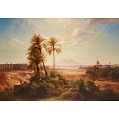 Large Orientalist Painting of an Egyptian Landscape by Löffler