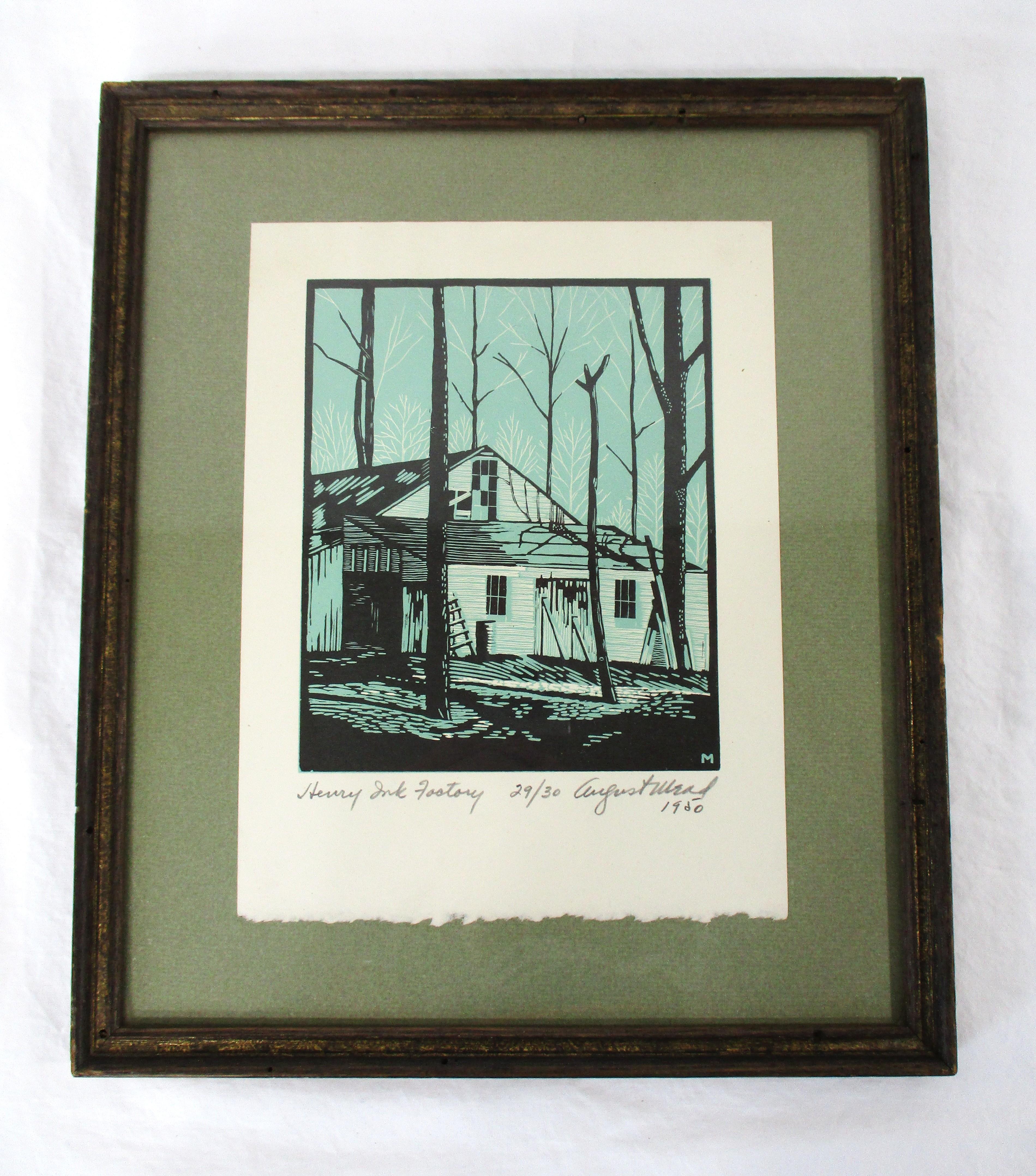 August Mead Arts & Crafts Wood Block Print 