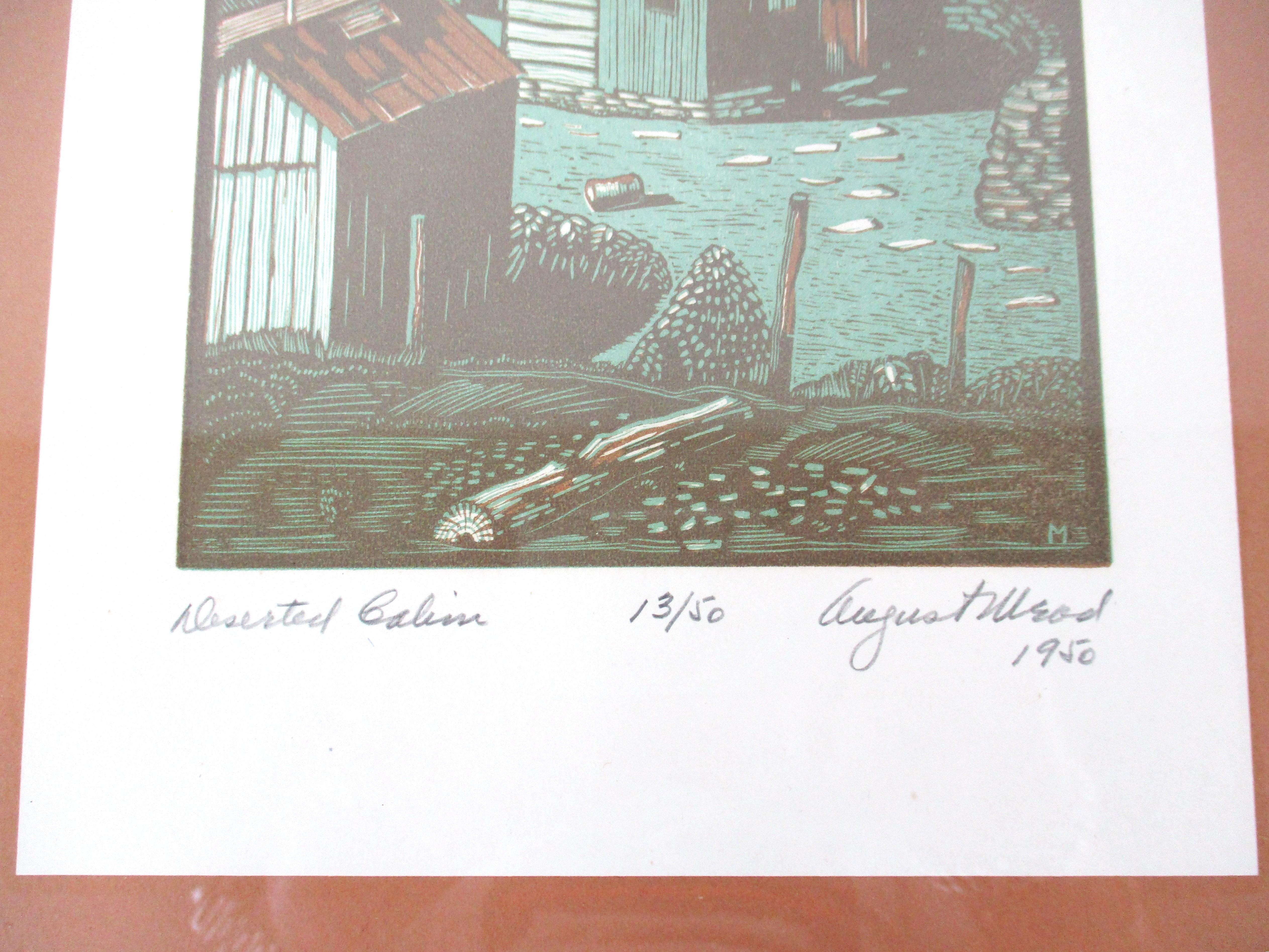 August Mead Arts & Crafts Wood Block Print 