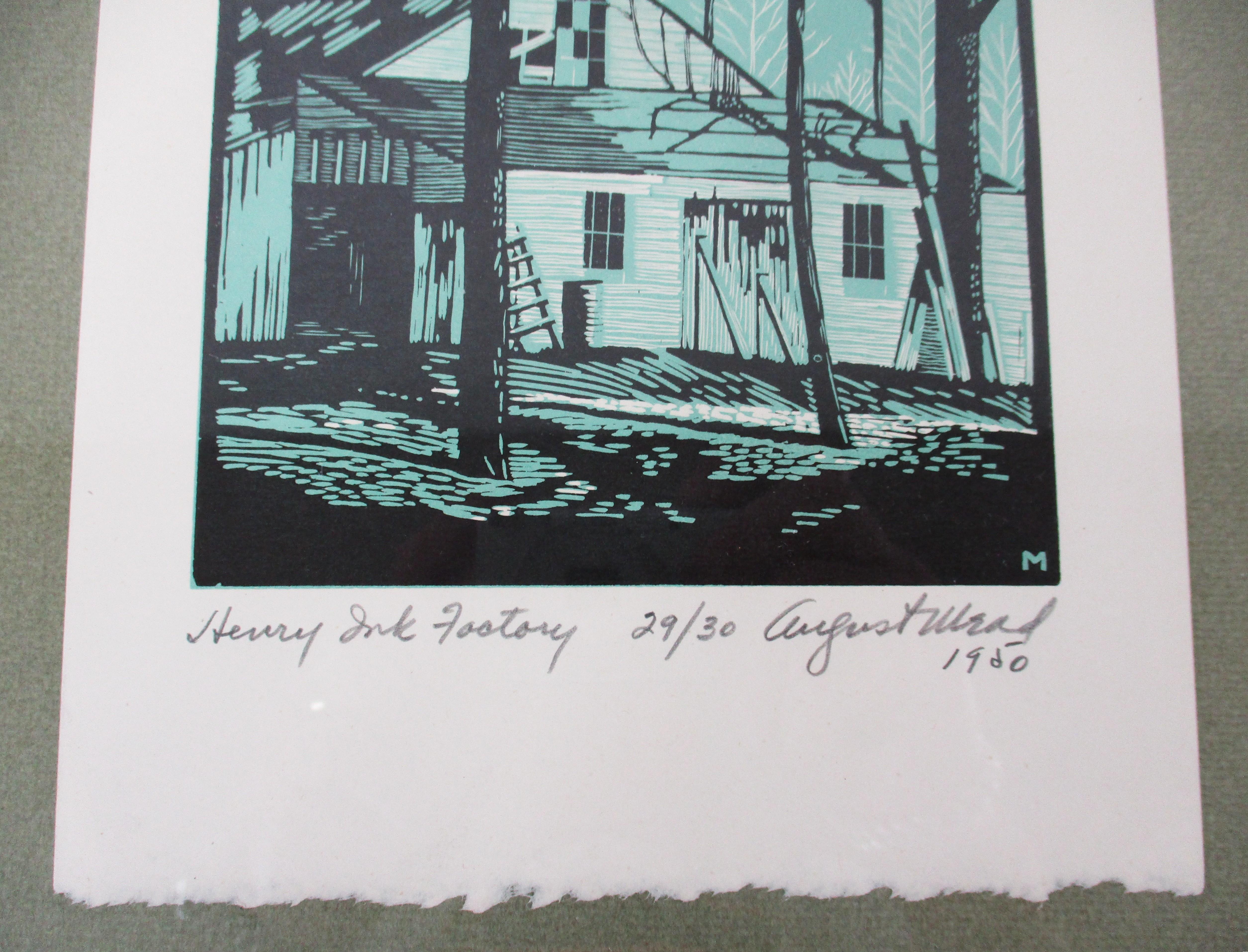 August Mead Arts & Crafts Wood Block Print 