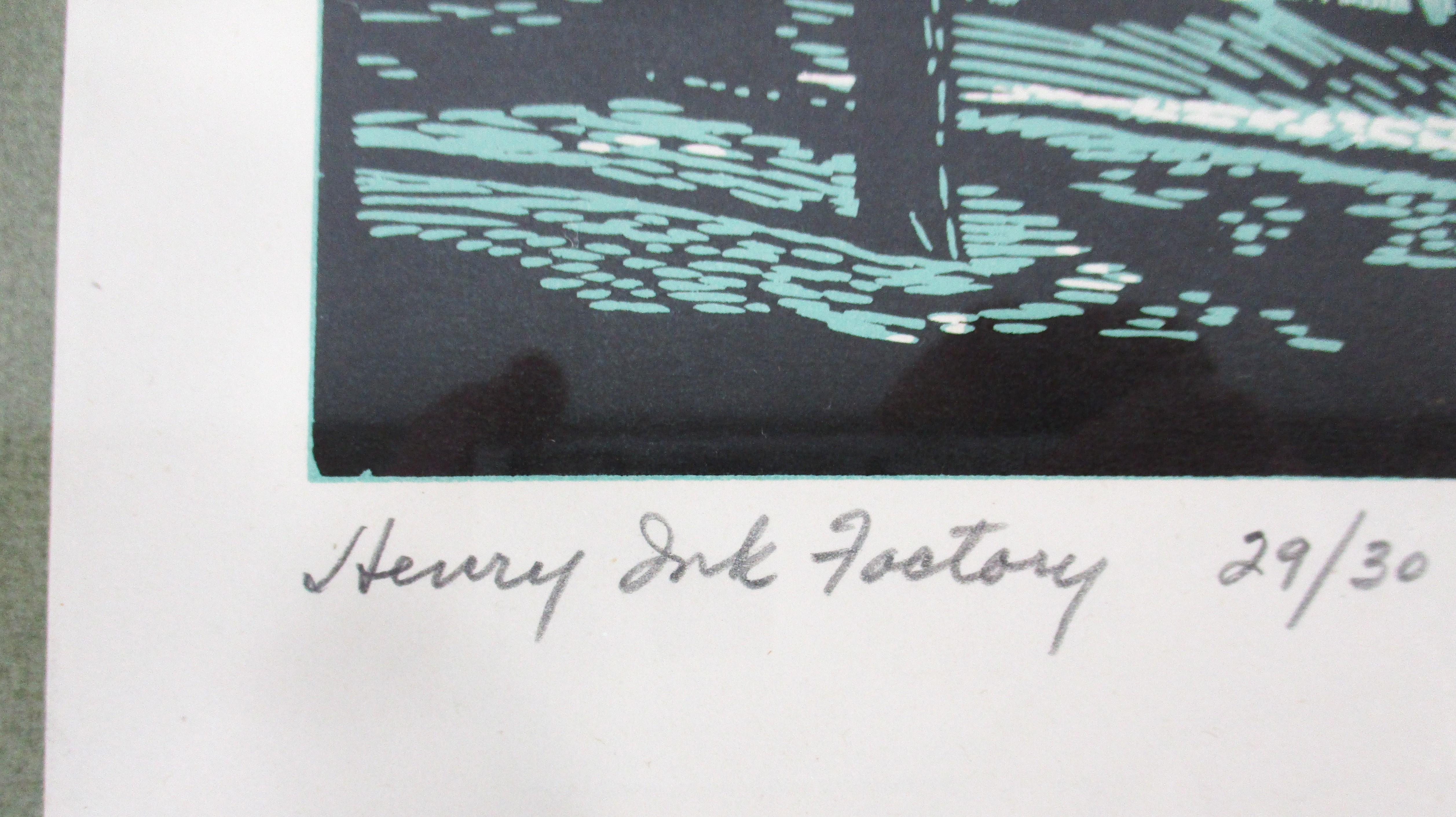 August Mead Arts & Crafts Wood Block Print 