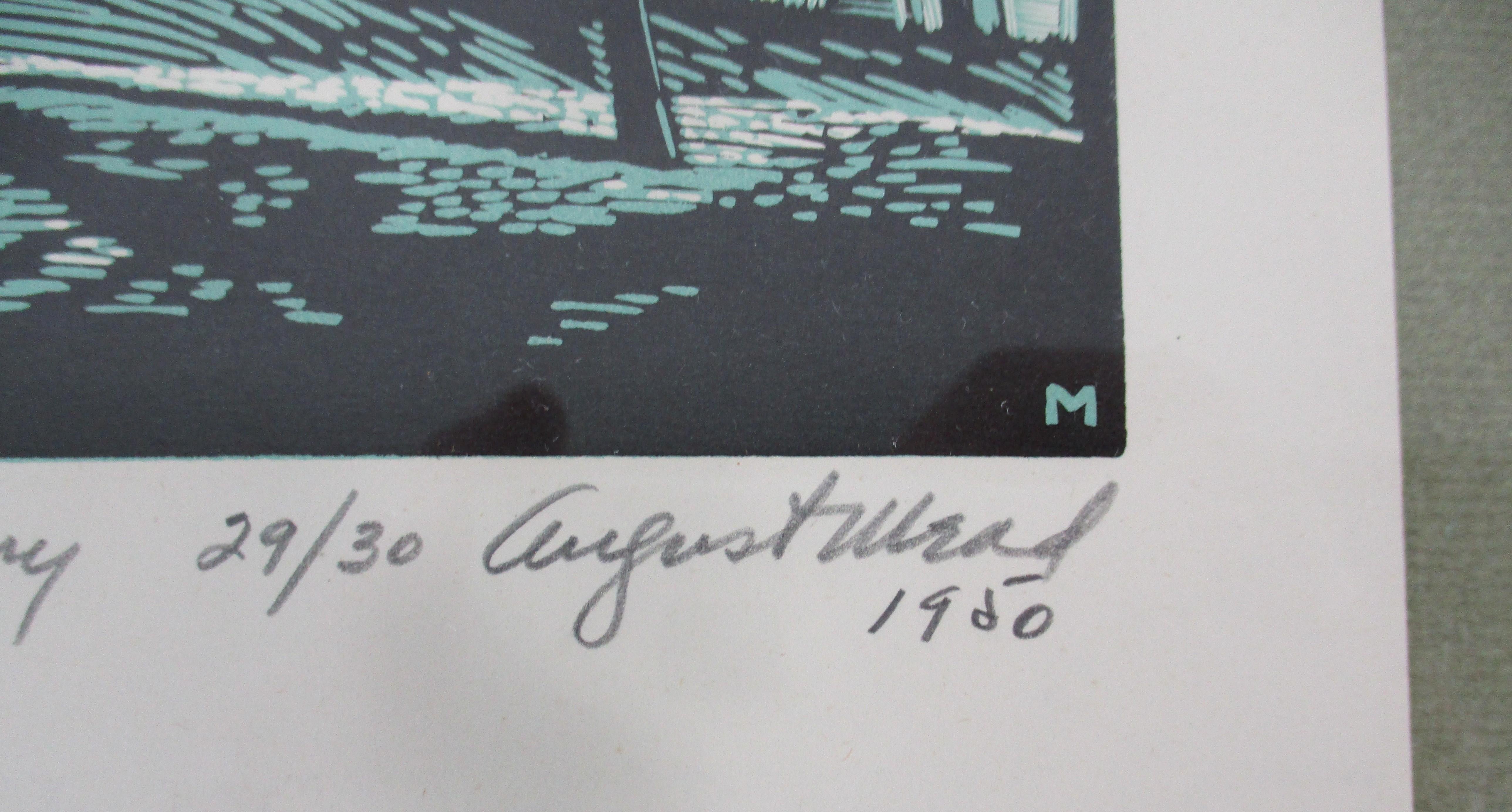 August Mead Arts & Crafts Wood Block Print 