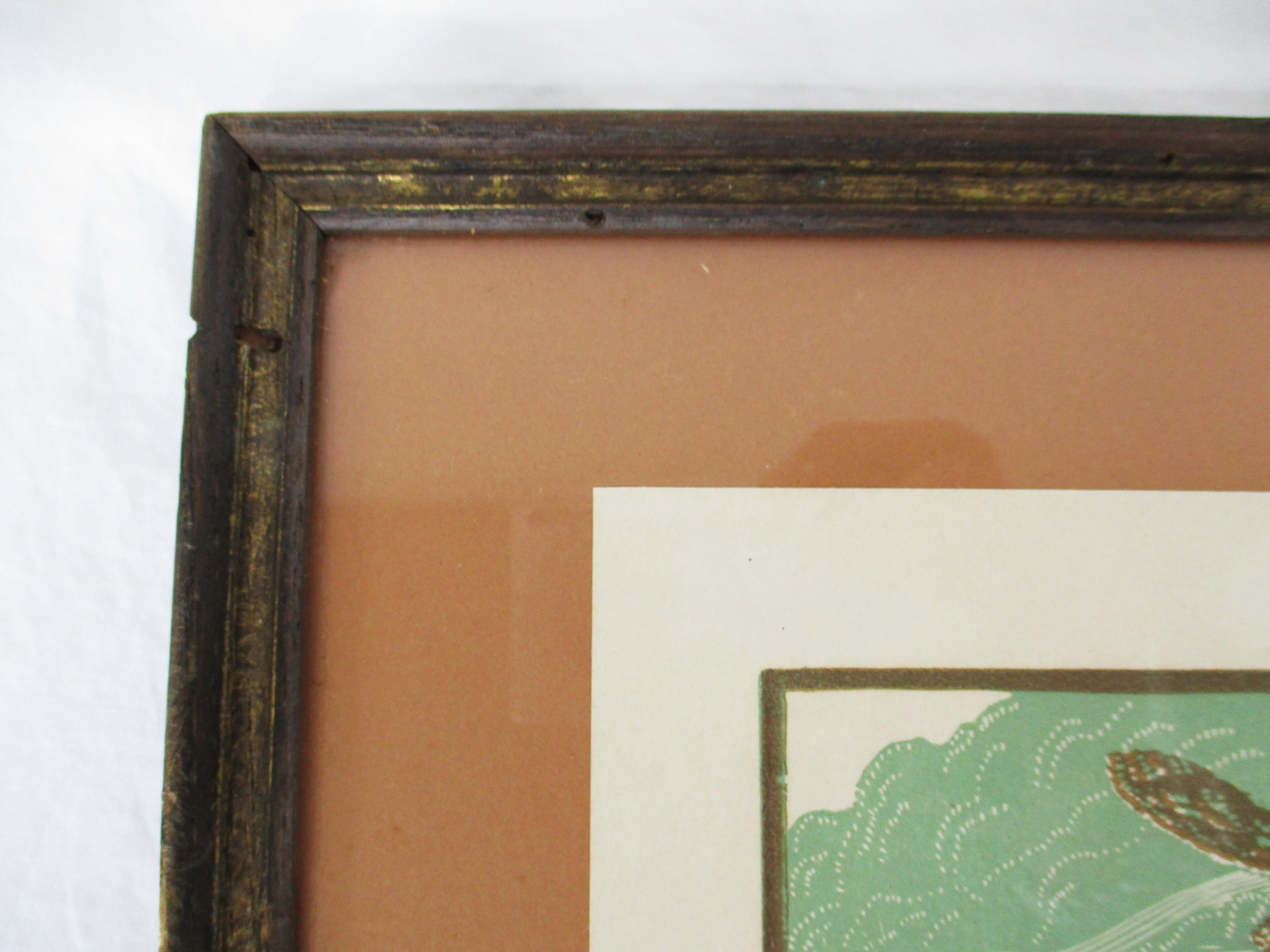 August Mead Arts & Crafts Wood Block Print 