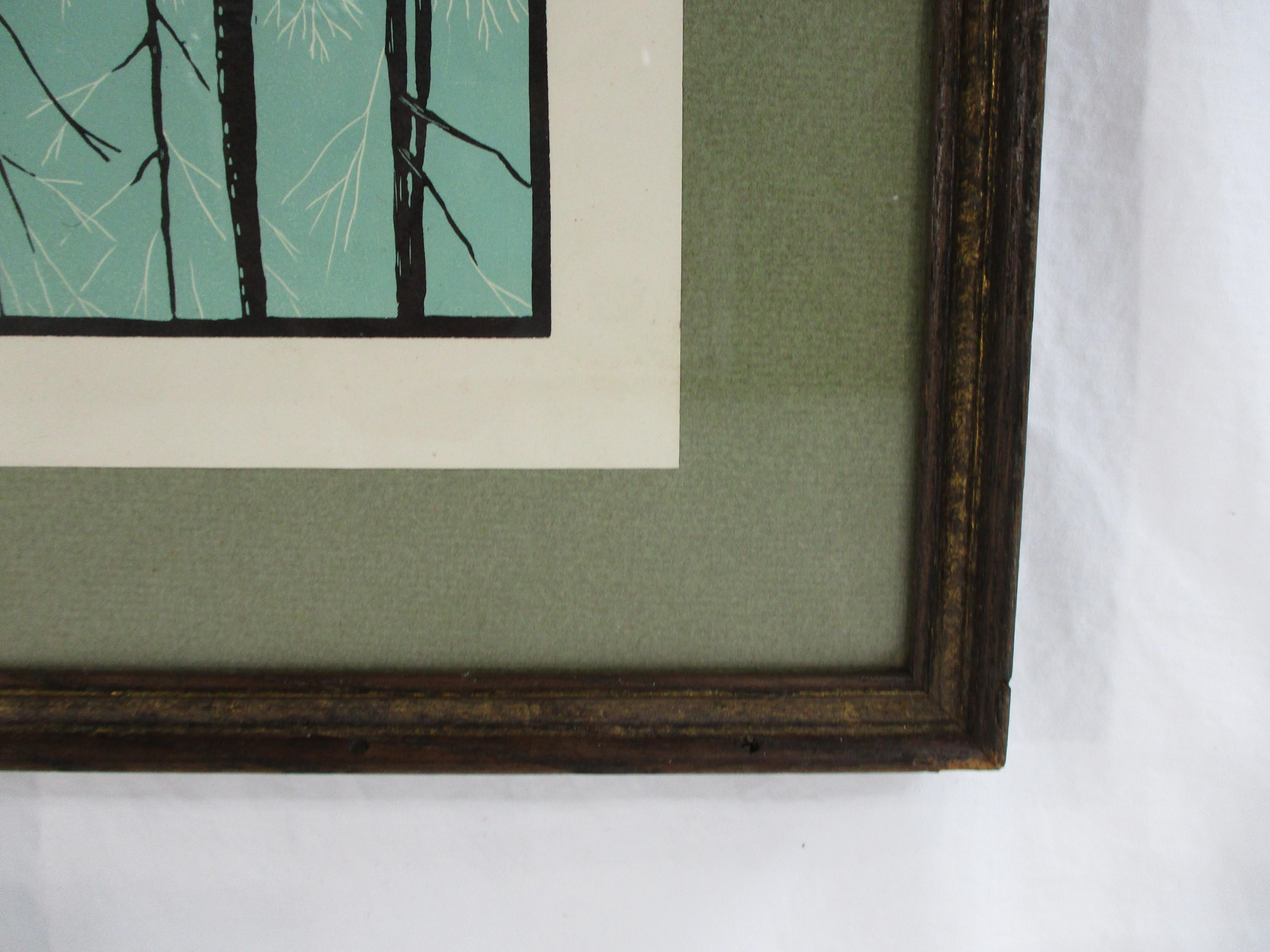 August Mead Arts & Crafts Wood Block Print 