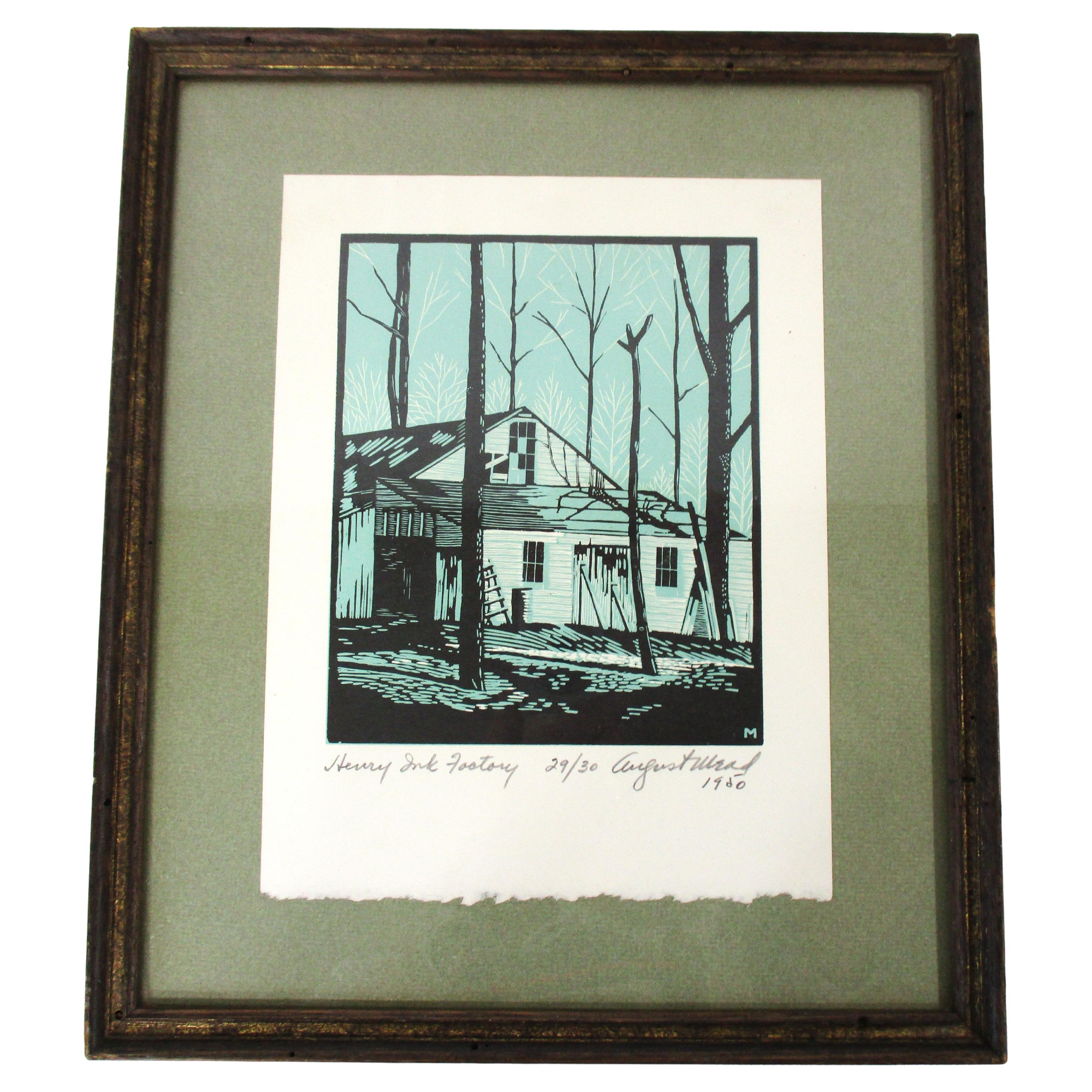 August Mead Arts & Crafts Wood Block Print " Signed and Numbered 29/30