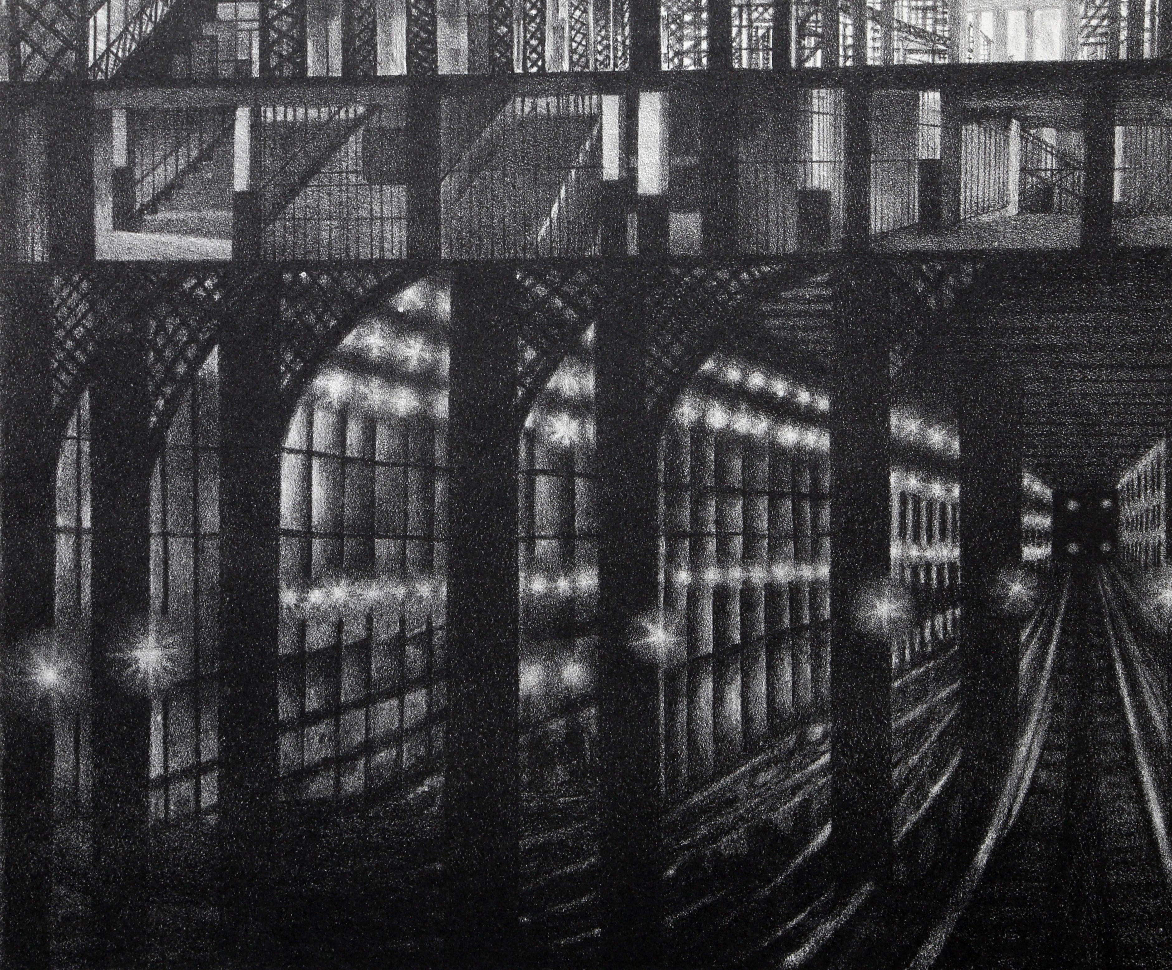 Subway Station, Architectural Etching by August Mosca For Sale 2