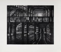 Subway Station, Architectural Etching by August Mosca