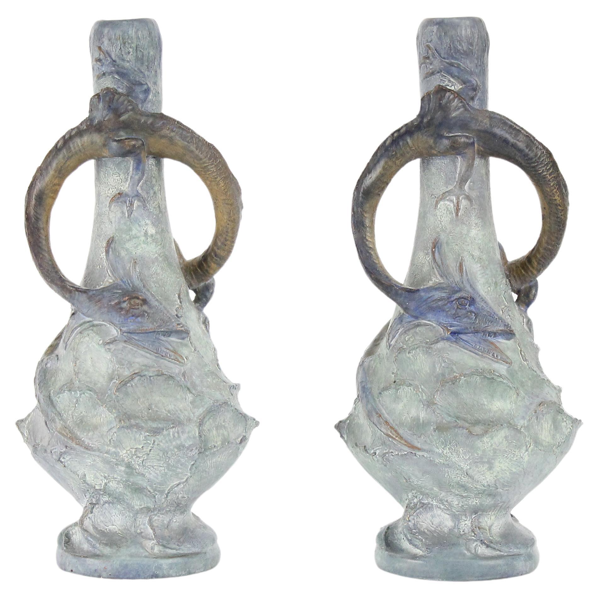 August Otto for Johann Maresch, a Pair of Jugend Vases, ca 1900. For Sale