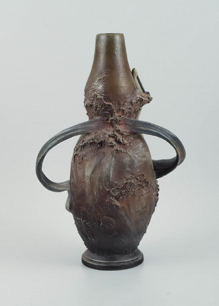 Austrian August Otto for Johann Maresch, Large Art Nouveau Bohemian Terracotta Vase For Sale