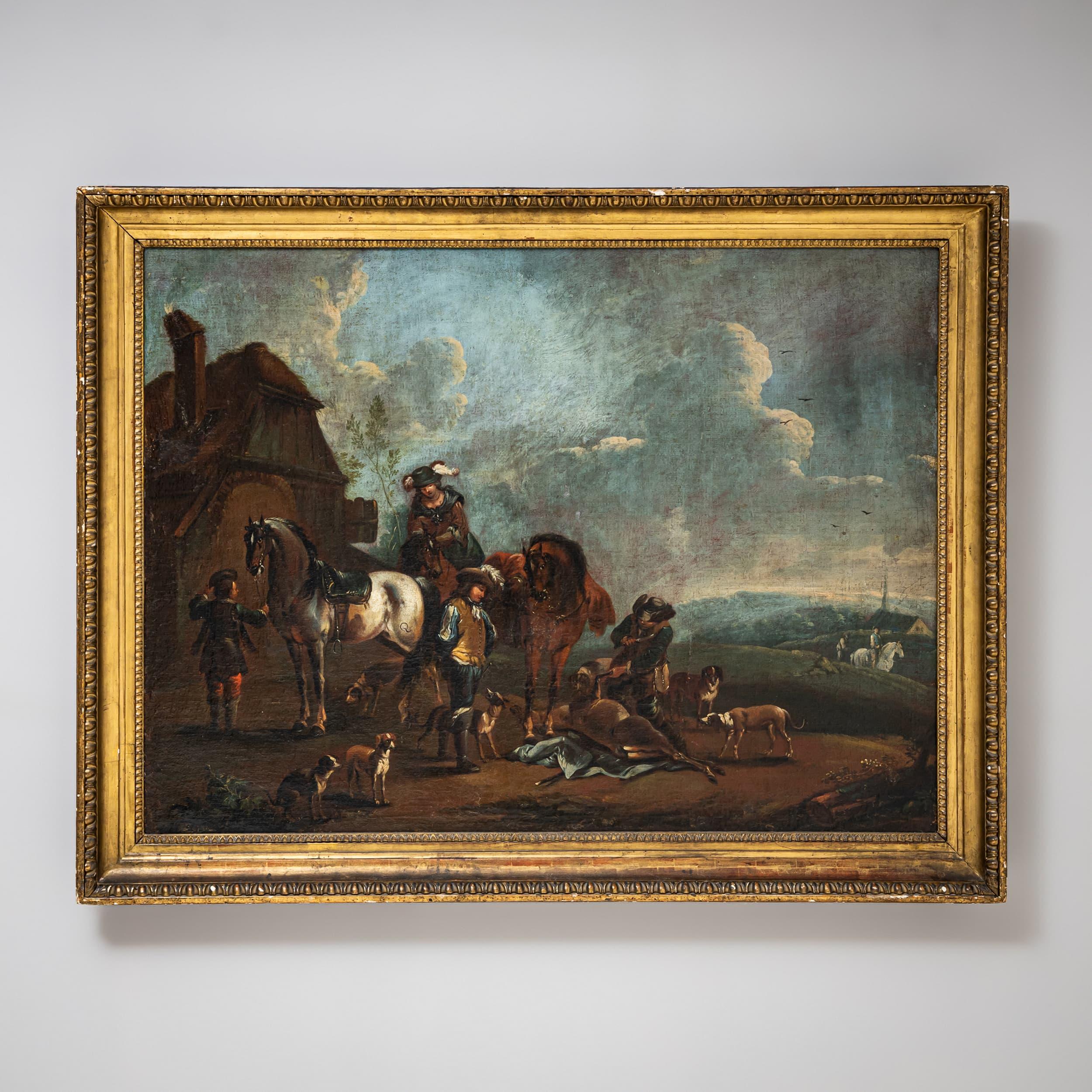 August Querfurt (zugeschrieben, 1696-1761), Jagdgesellschaft, erste Hälfte des 18. im Angebot 1