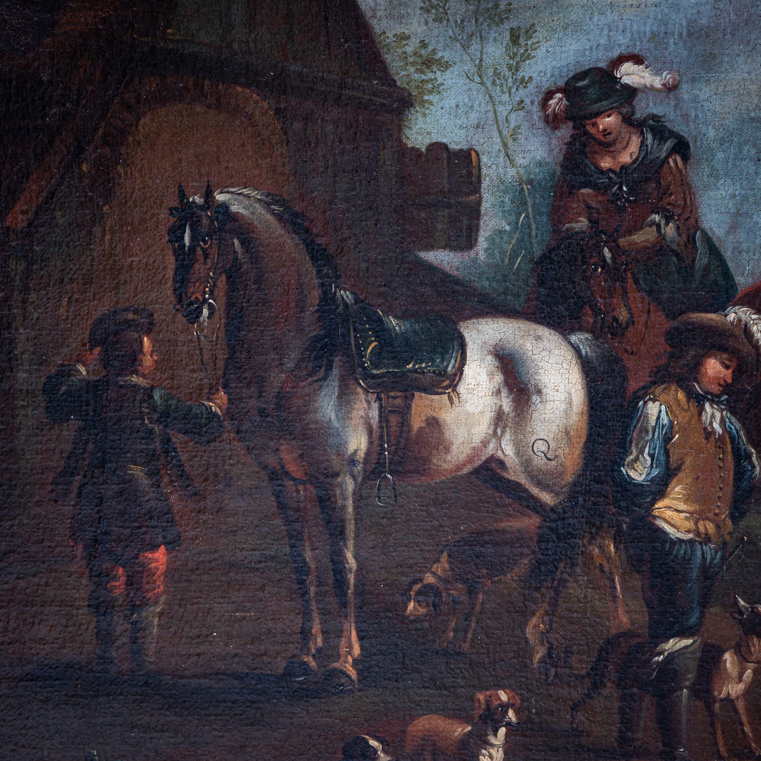 August Querfurt (zugeschrieben, 1696-1761), Jagdgesellschaft, erste Hälfte des 18. im Angebot 3
