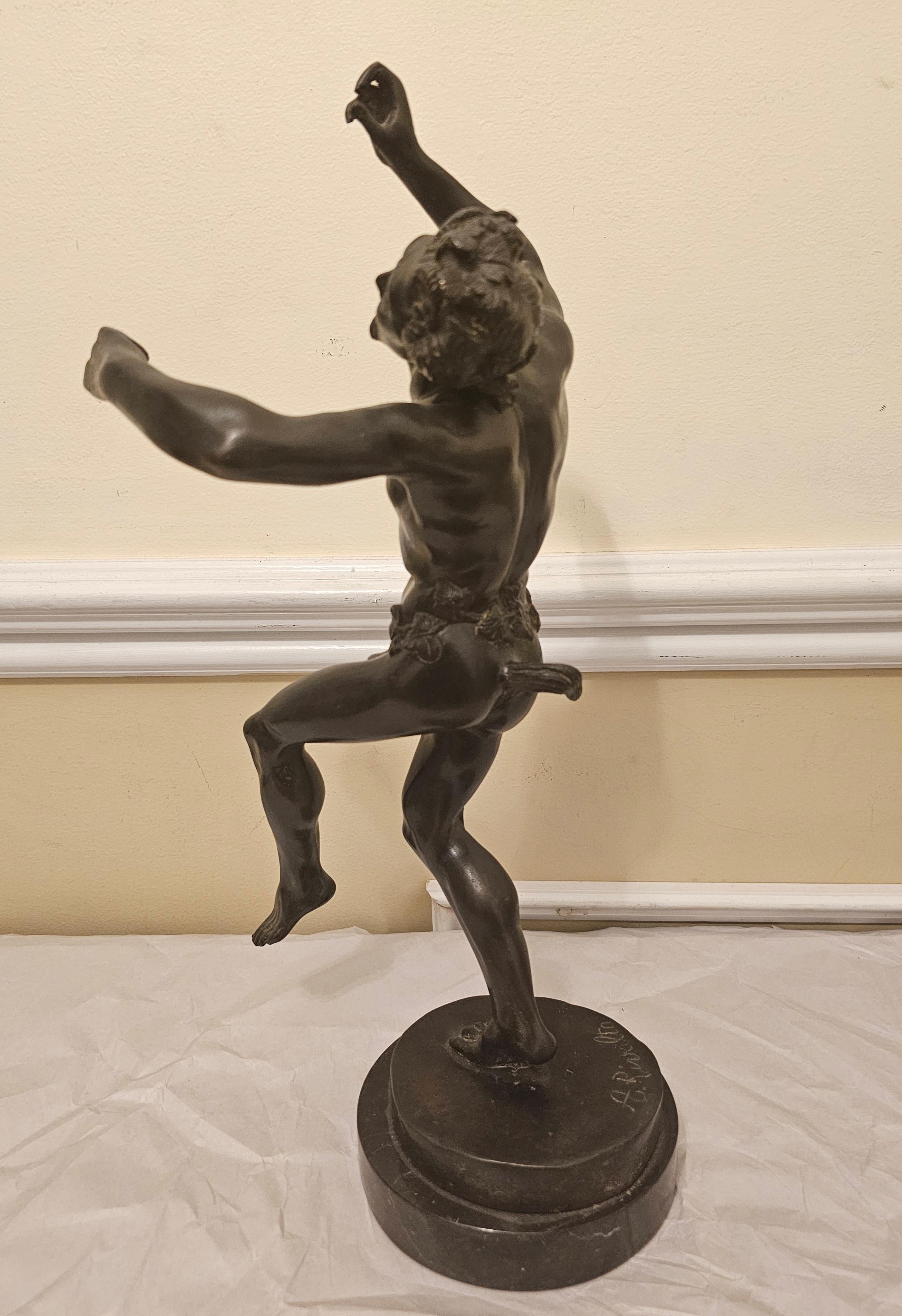 Augusto Rivalta (Italian 1838 - 1925) Satyr Dancing Bronze Sculpture. Late 19th Century 8