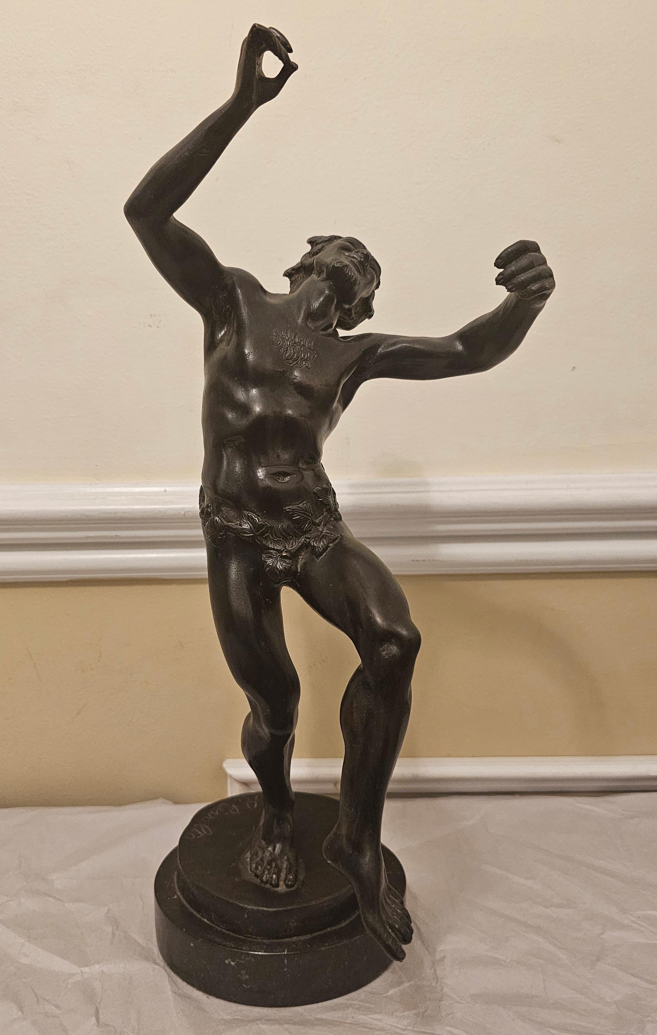 Metalwork Augusto Rivalta (Italian 1838 - 1925) Satyr Dancing, Bronze Sculpture For Sale