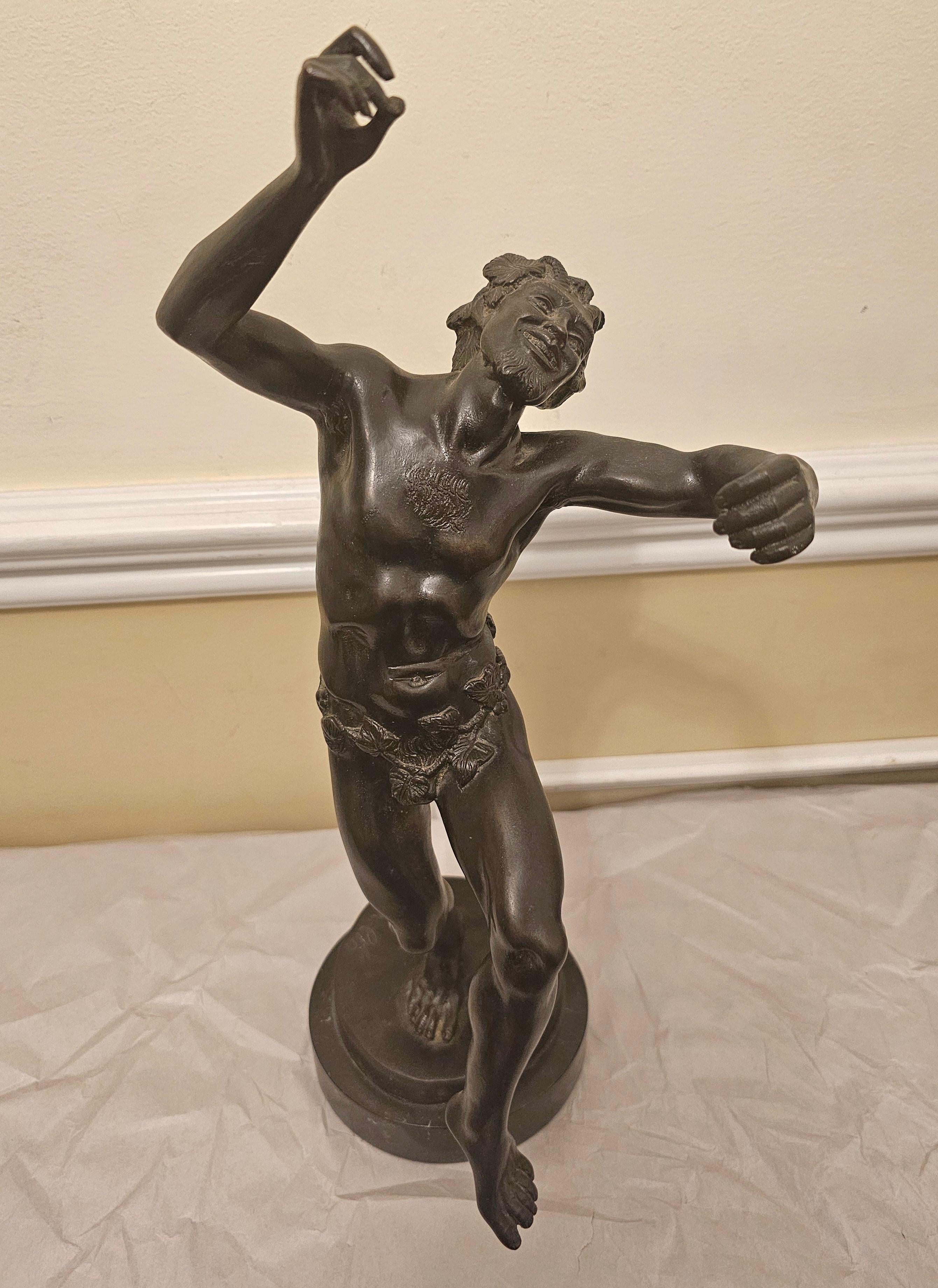 19th Century Augusto Rivalta (Italian 1838 - 1925) Satyr Dancing, Bronze Sculpture For Sale