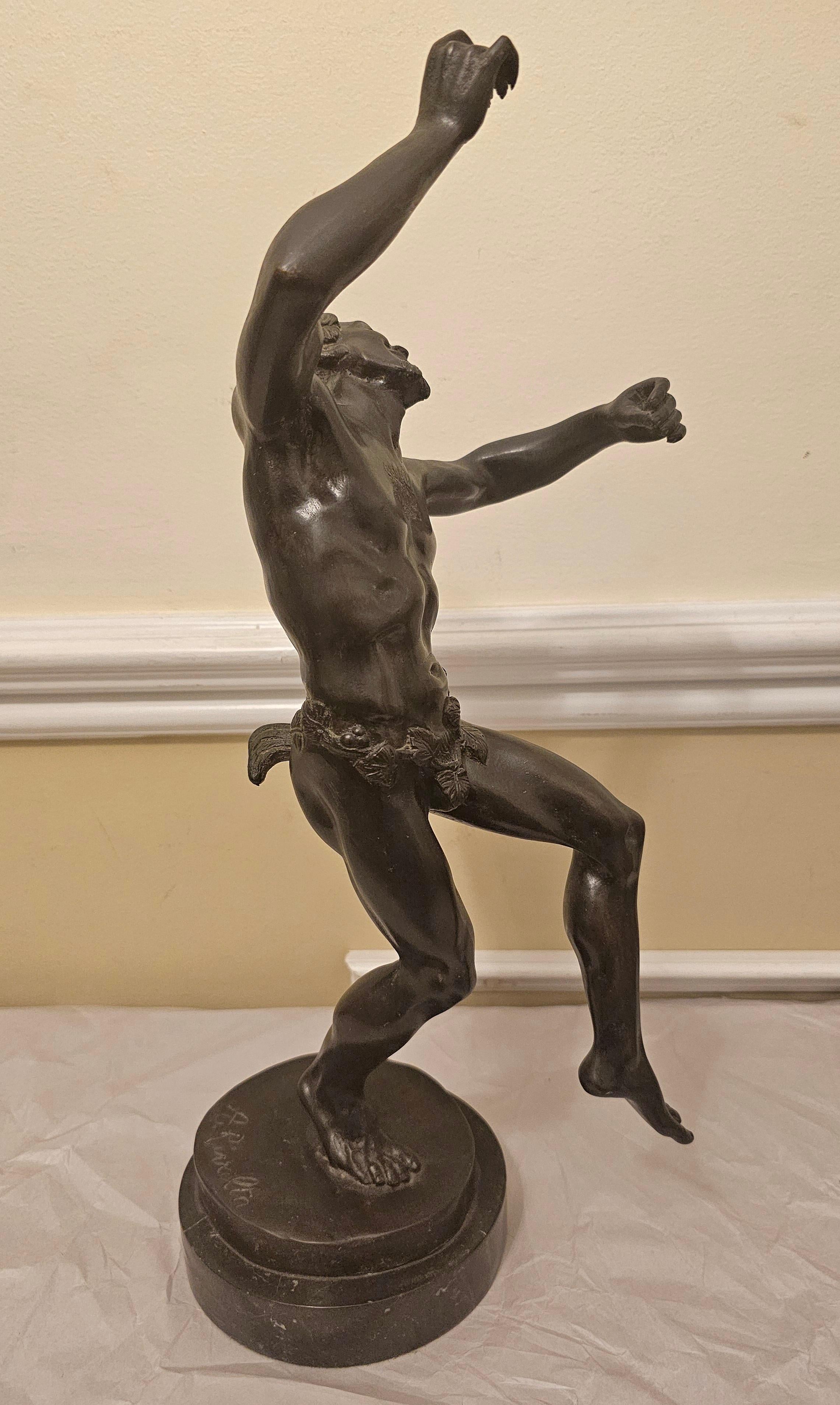 Augusto Rivalta (Italian 1838 - 1925) Satyr Dancing, Bronze Sculpture For Sale 1