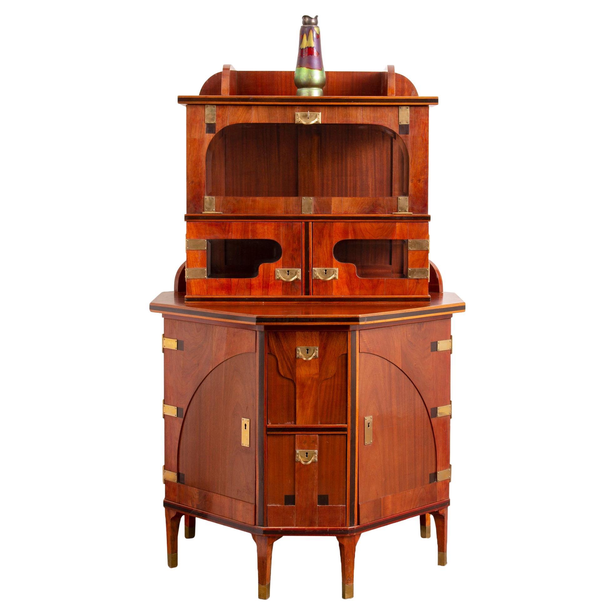 August Ungethüm Art Nouveau Mahogany Cabinet, Ca. 1905