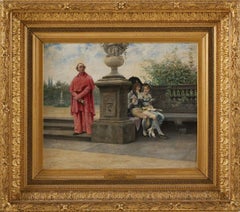August Vilhelm Nikolaus Hagborg - In the Garden of His Eminence, Werk des 19. Jahrhunderts mit vergoldetem Rahmen In the Garden of His Eminence, Werk des 19. Jahrhunderts mit vergoldetem Rahmen