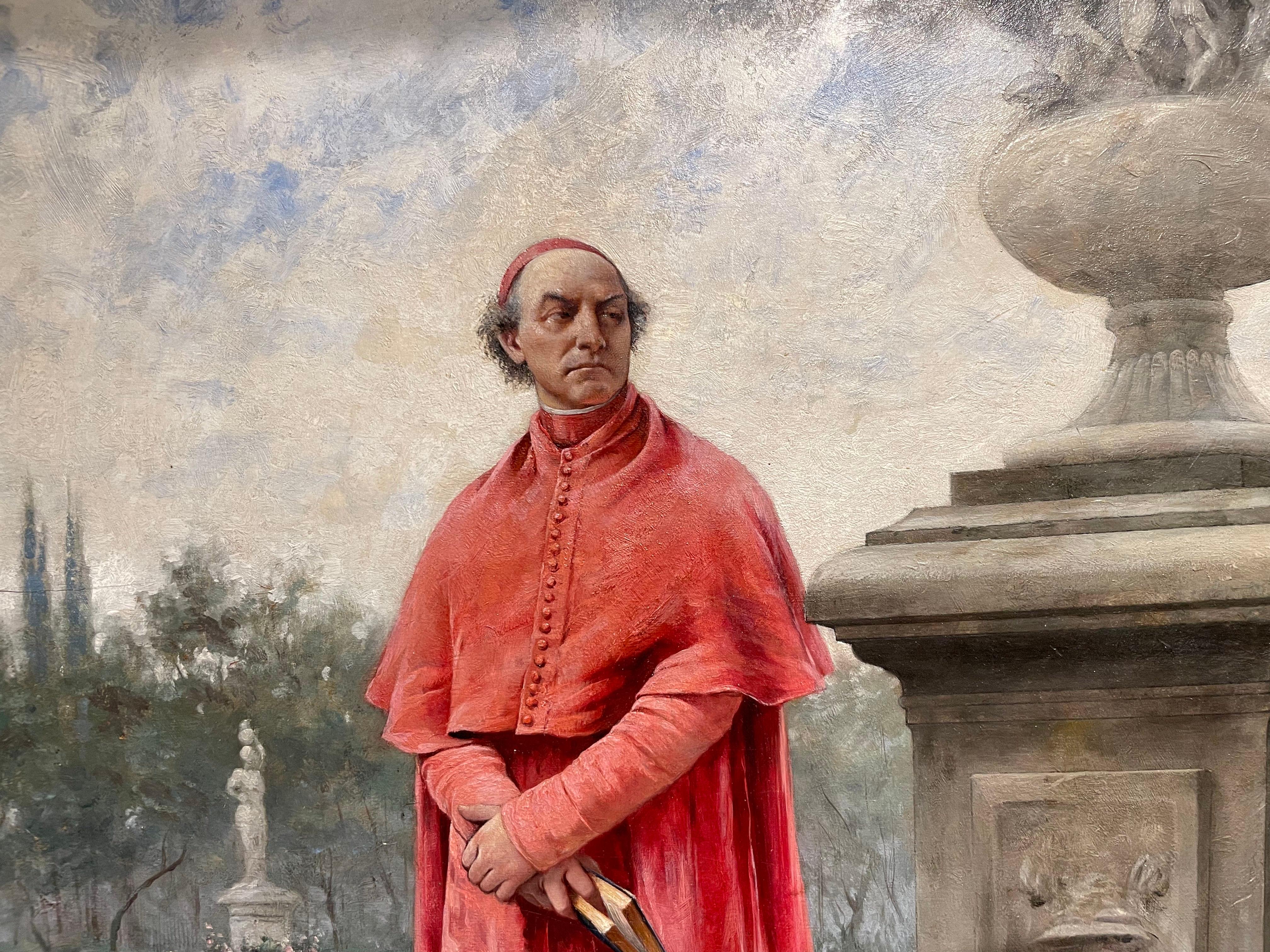 Nel giardino di Sua Eminenza, opera del XIX secolo con cornice dorata in vendita 5