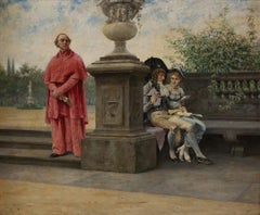 In the Garden of His Eminence, Werk des 19. Jahrhunderts mit vergoldetem Rahmen