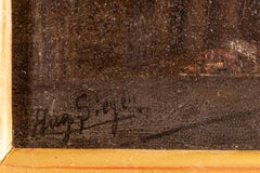 "Barcelone", City Square with Church and Dome, 19th century Oil Painting