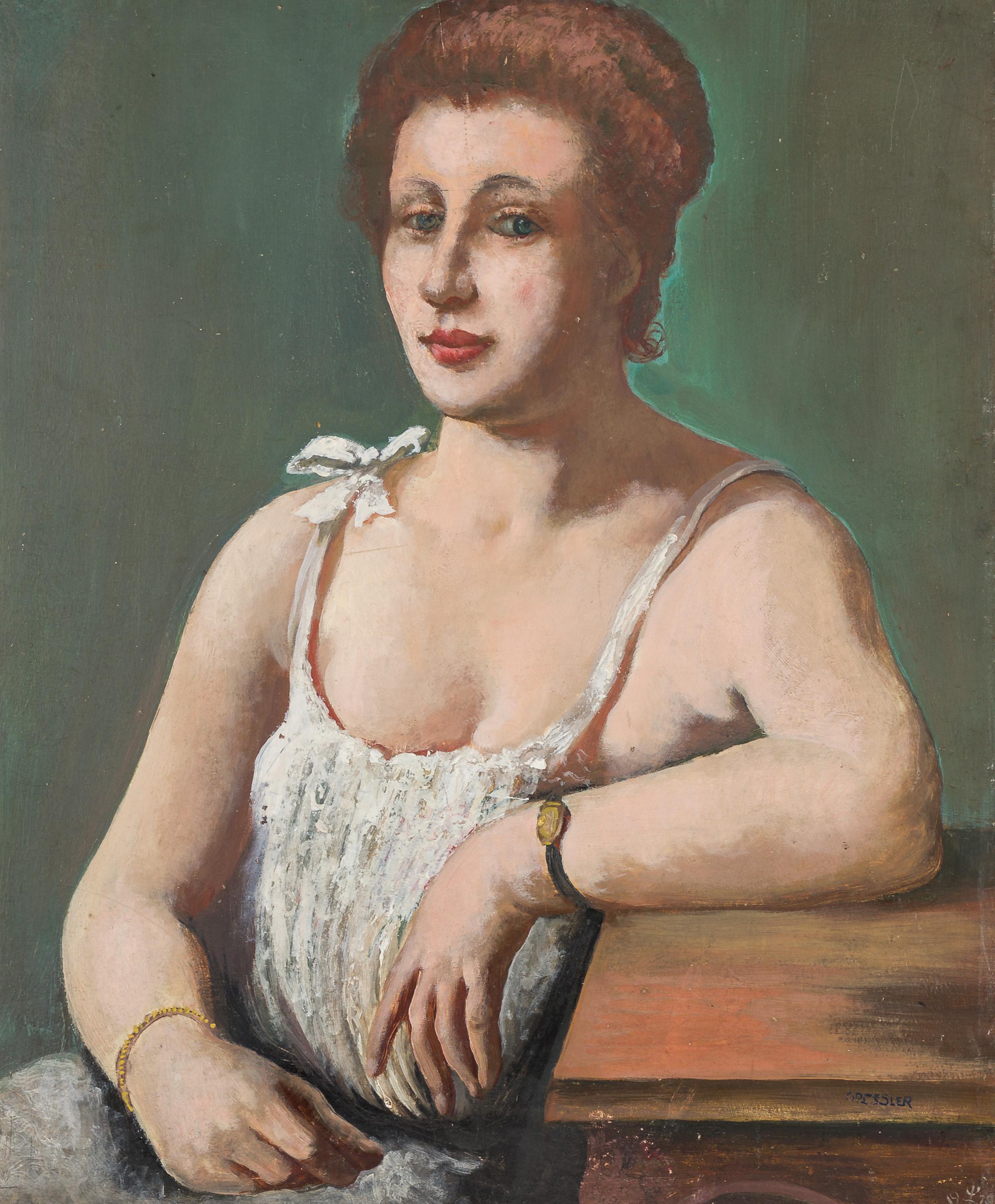 Portrait Painting August Wilhelm Dressler - Femme florentine