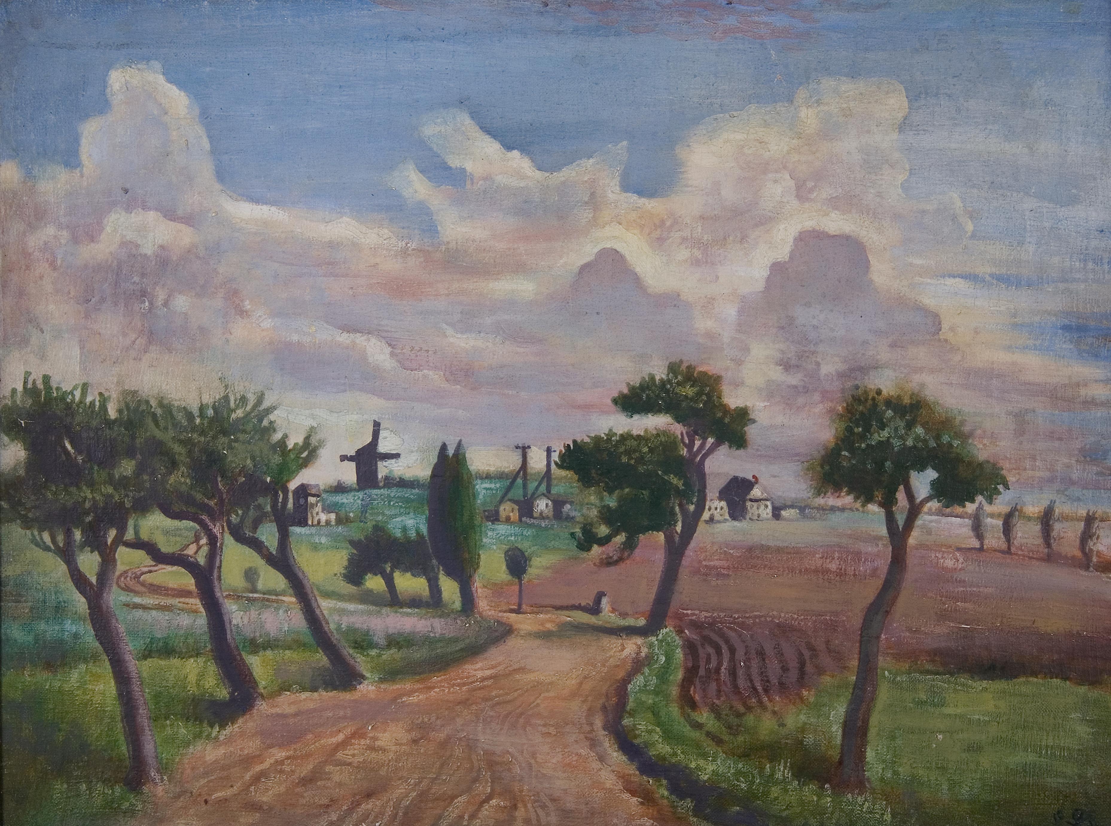 August Wilhelm Dressler Landscape Painting - Landschaft bei Naunhof