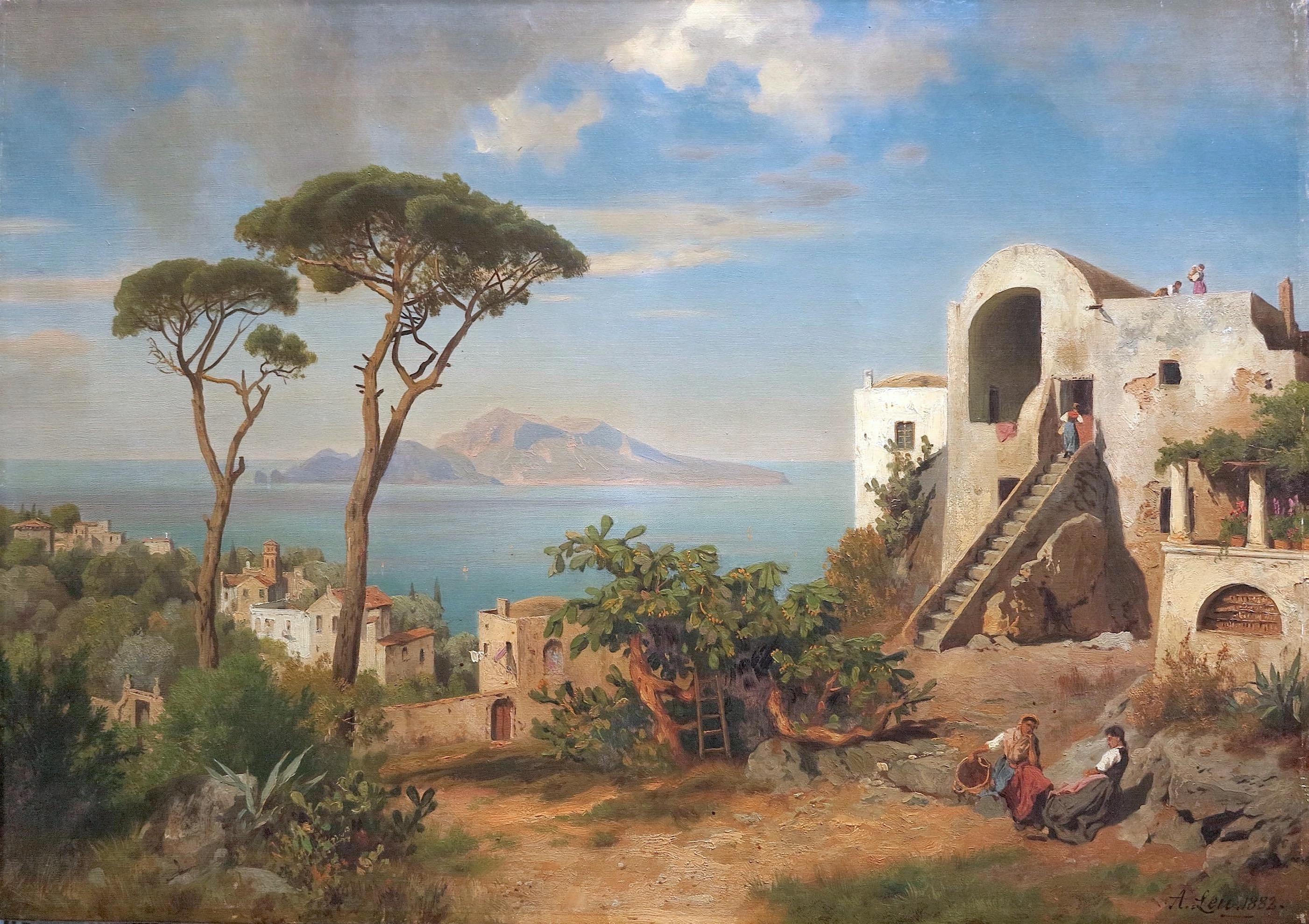 Vue de Capri, Italie - Painting de August Wilhelm LEU