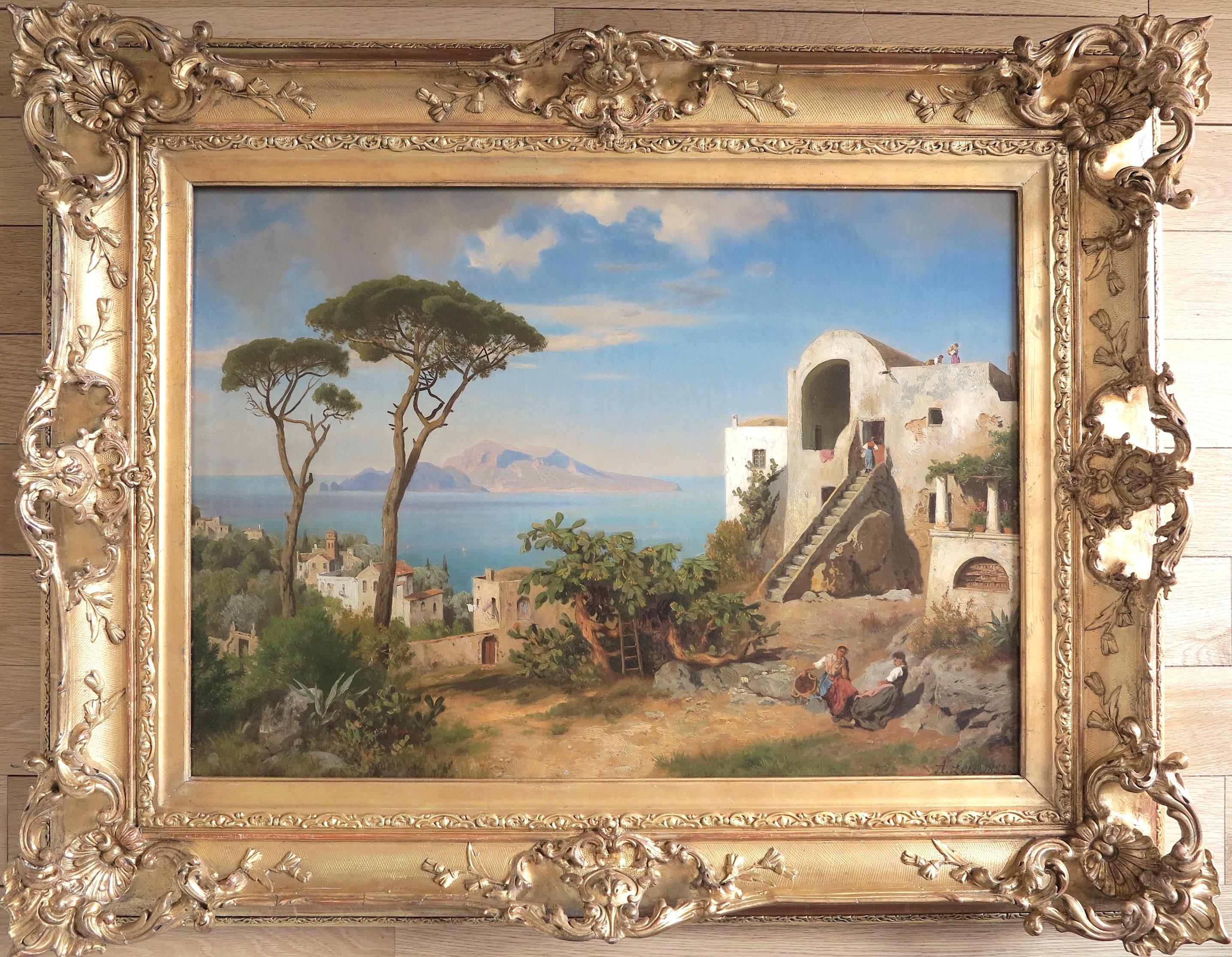 Landscape Painting August Wilhelm LEU - Vue de Capri, Italie